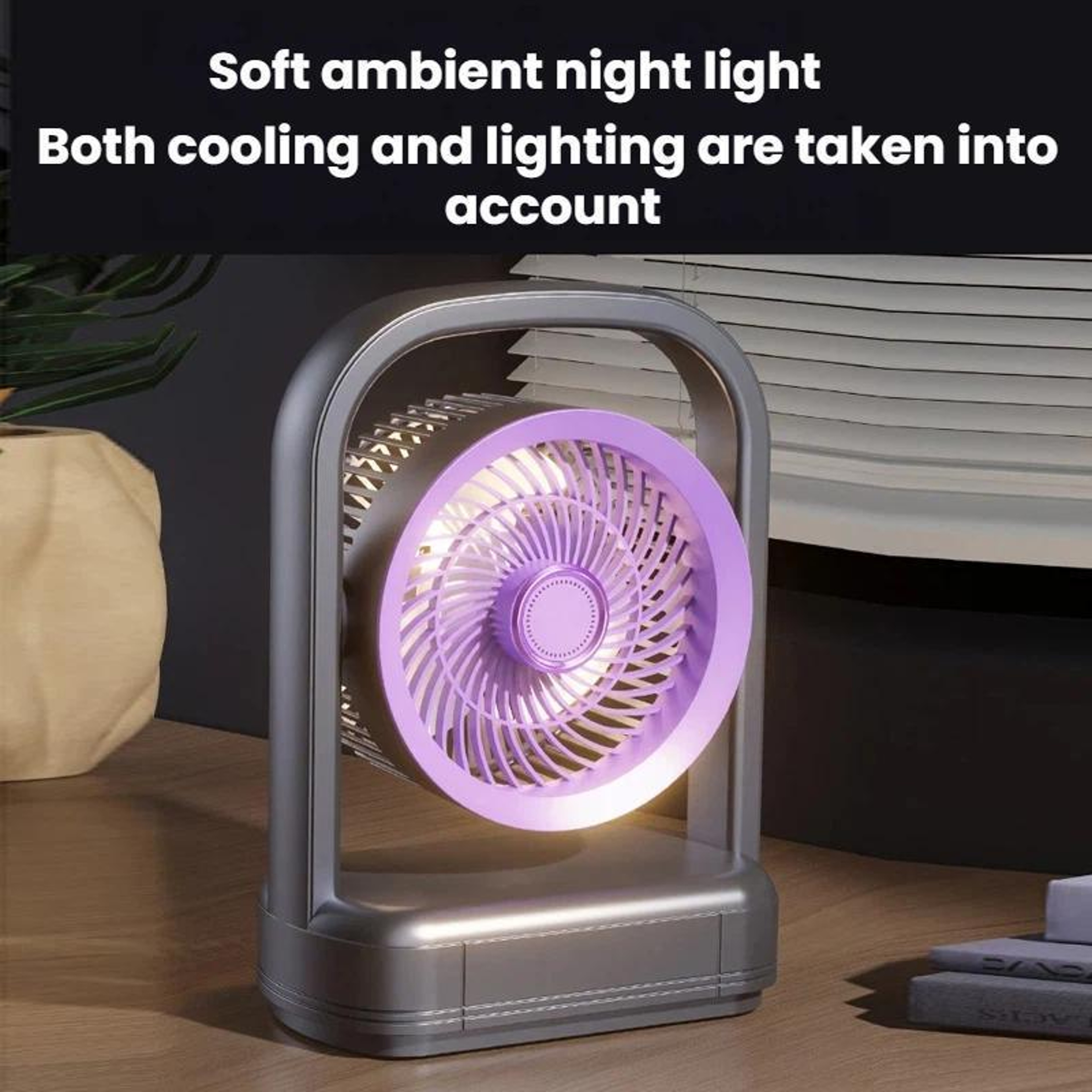 Portable Desktop Wall Mounted Fan With LED Light USB Rechargeable Air Circulation Fan 4