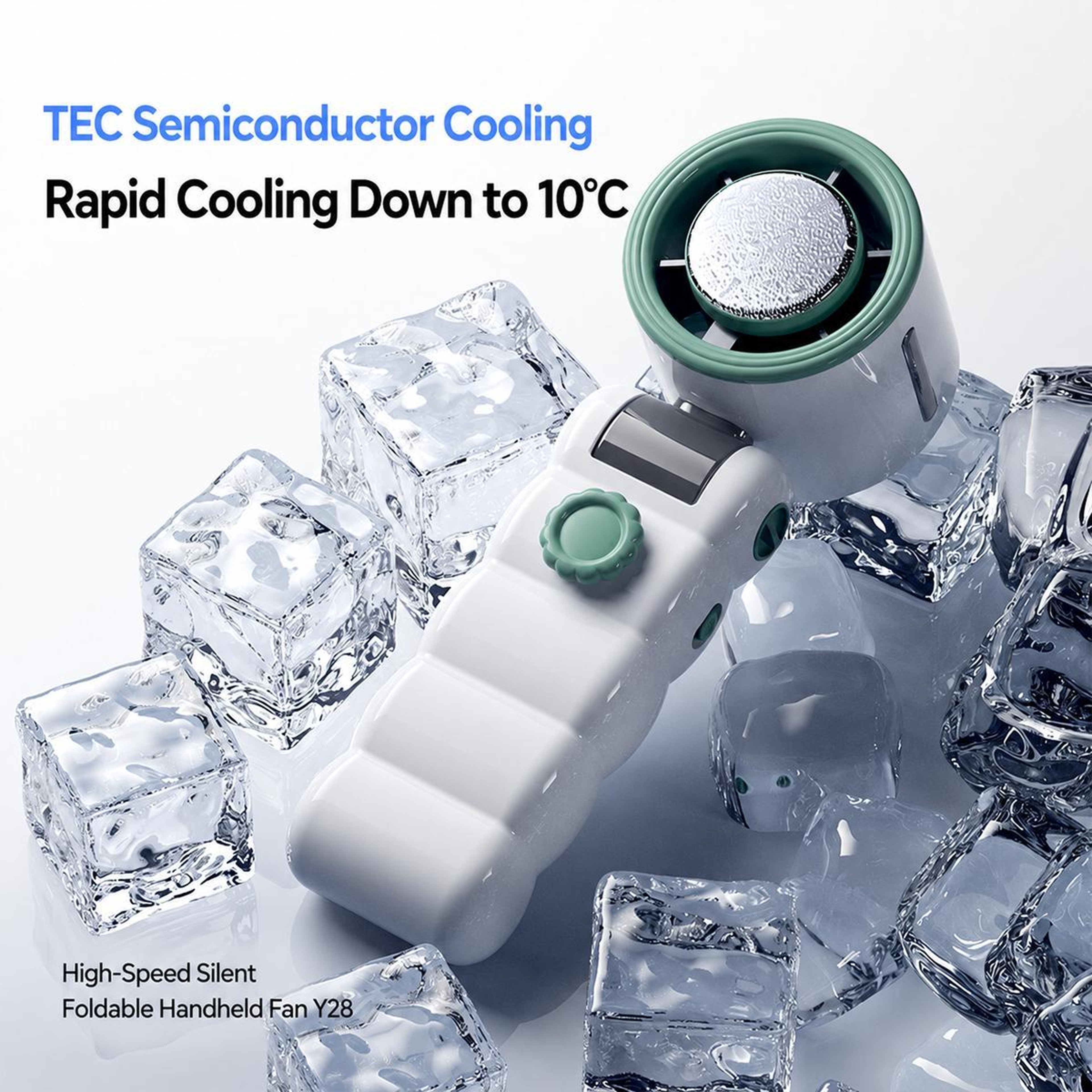 Y28 Handheld Cooling Fan Portable Cooling Fan With TEC Cooling Foldable Rechargeable Fan 11
