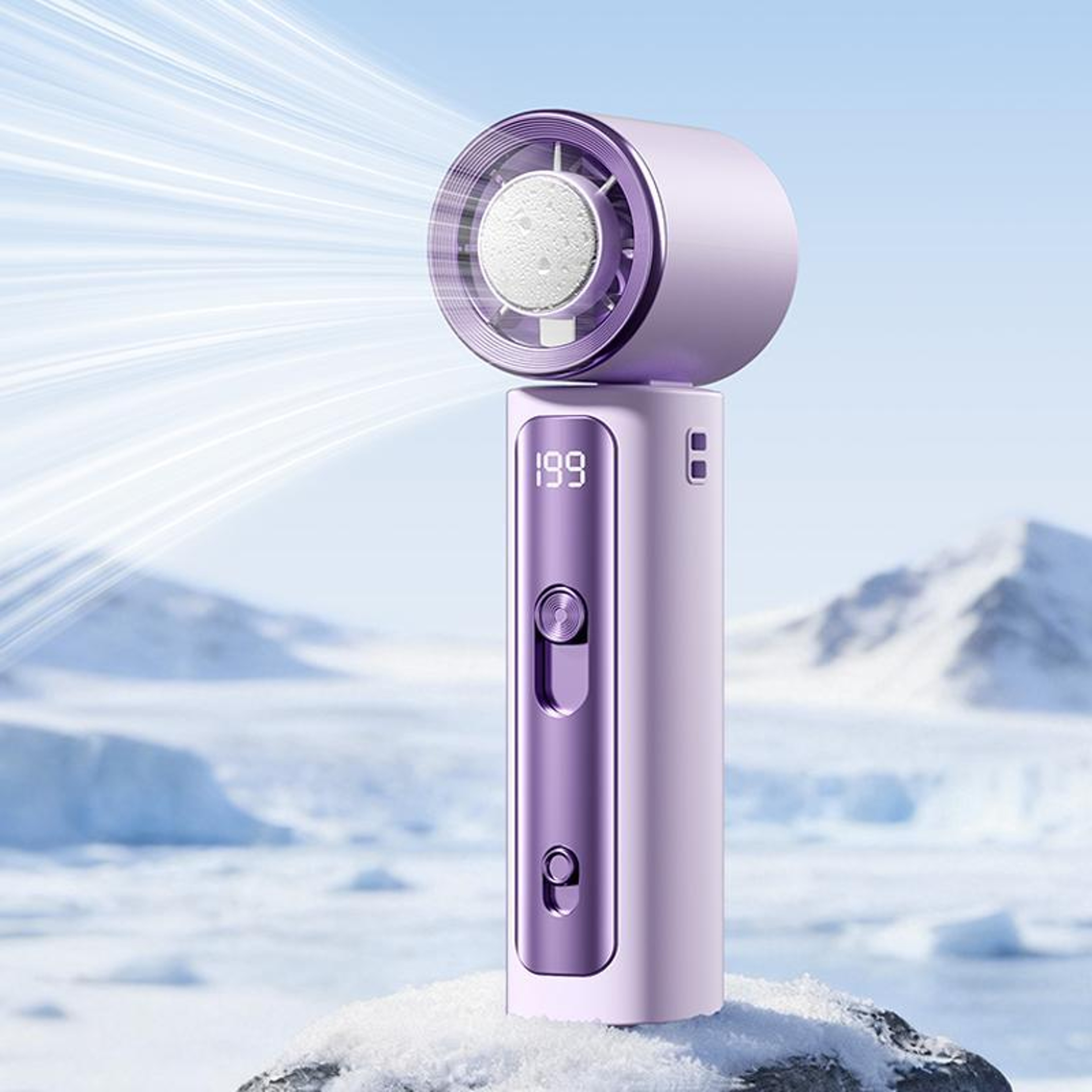 Mini Handheld Cooling Fan With Digital Display 3000mAh Ice Cooling Personal Fan 0
