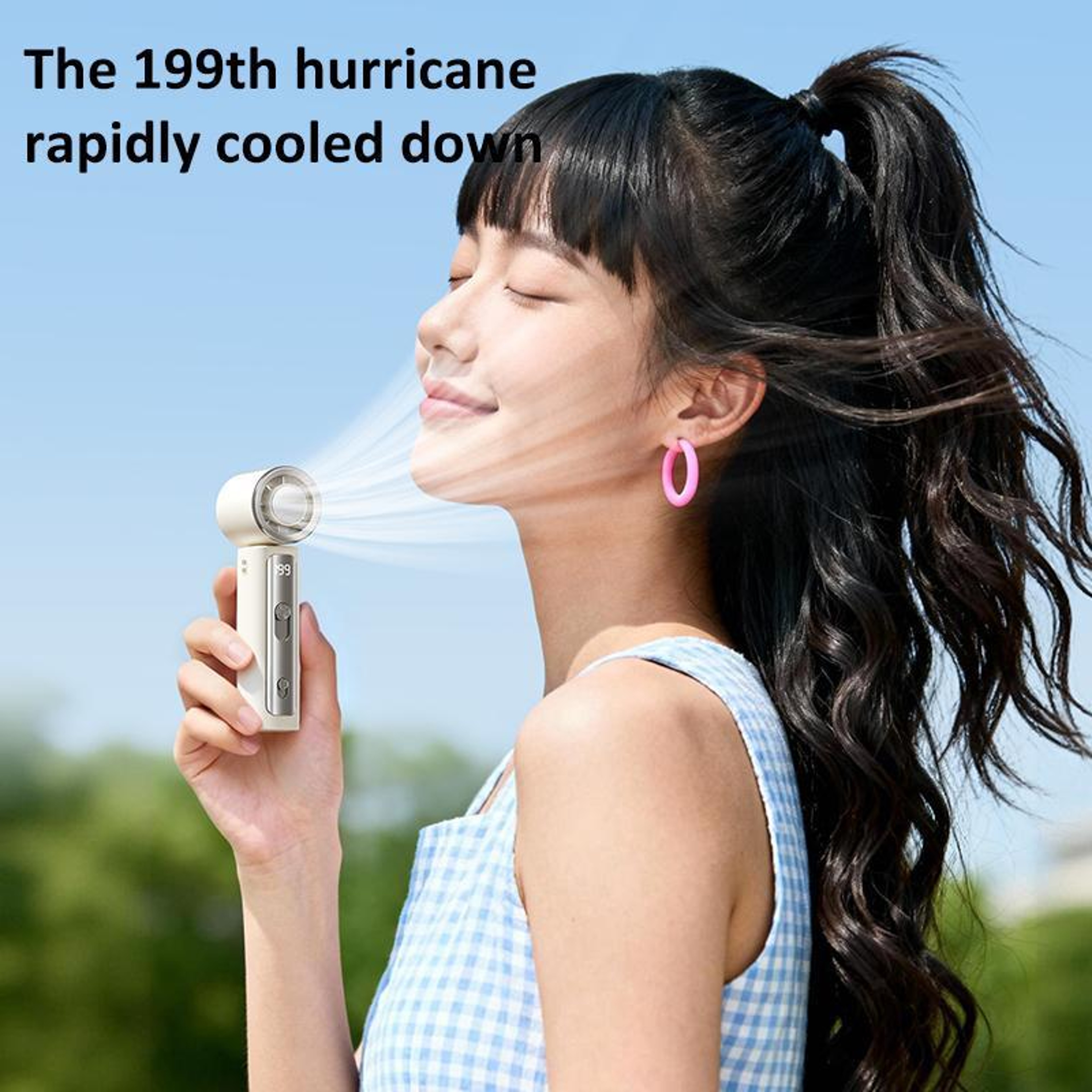Mini Handheld Cooling Fan With Digital Display 3000mAh Ice Cooling Personal Fan 13