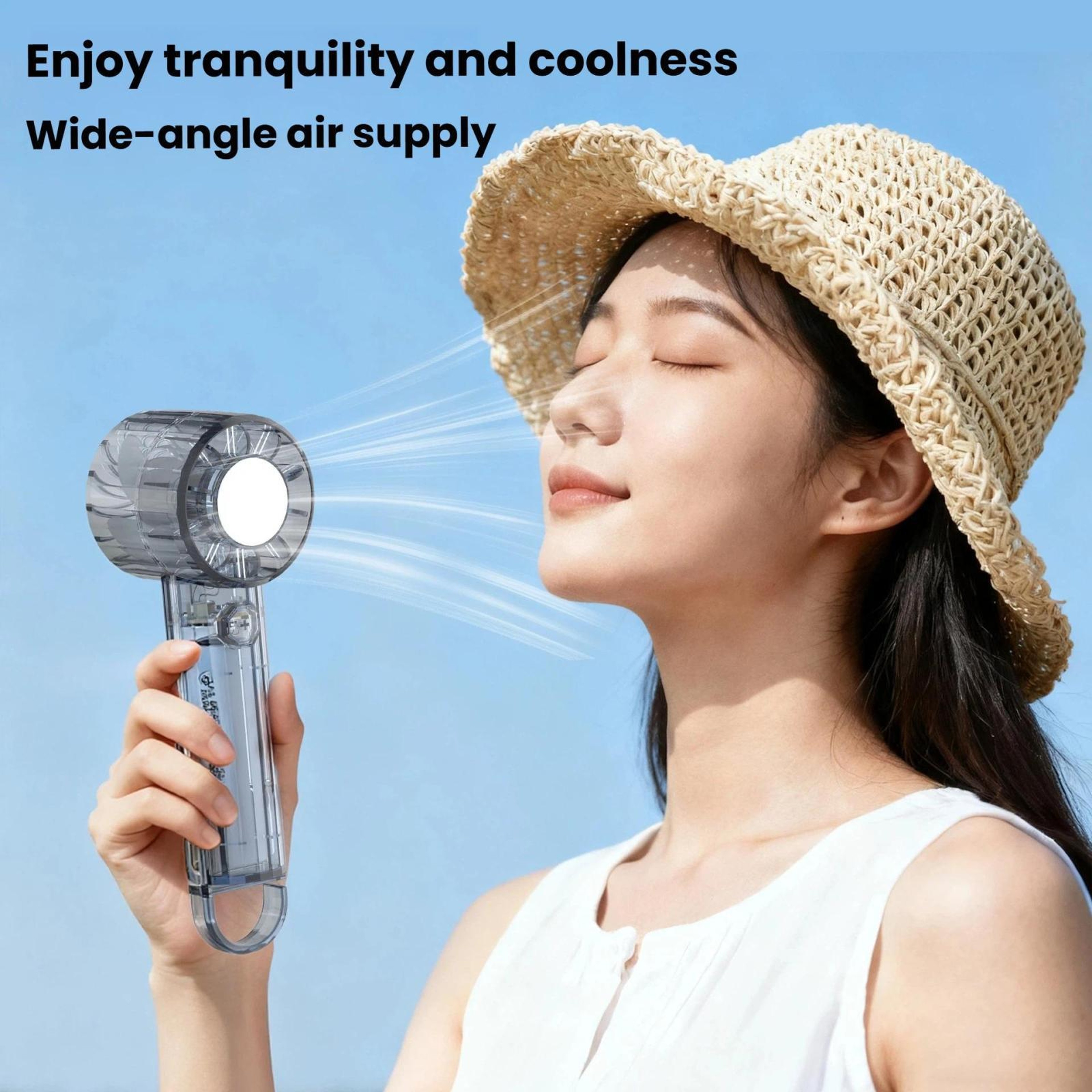USB Rechargeable Portable Handheld Fan with Mirror and Carabiner Clip Mini Travel Cooling Fan – view 7