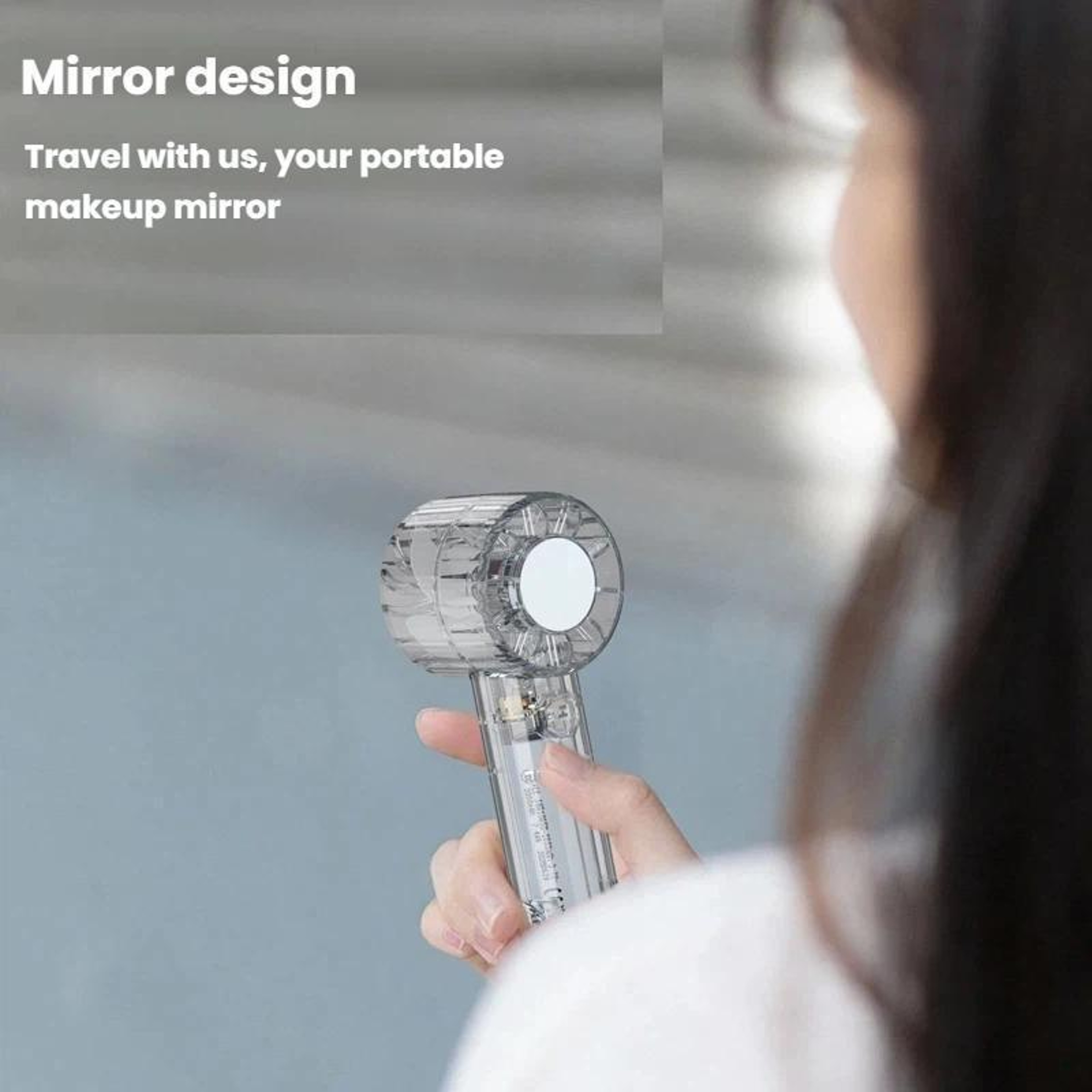 USB Rechargeable Portable Handheld Fan with Mirror and Carabiner Clip Mini Travel Cooling Fan – view 8