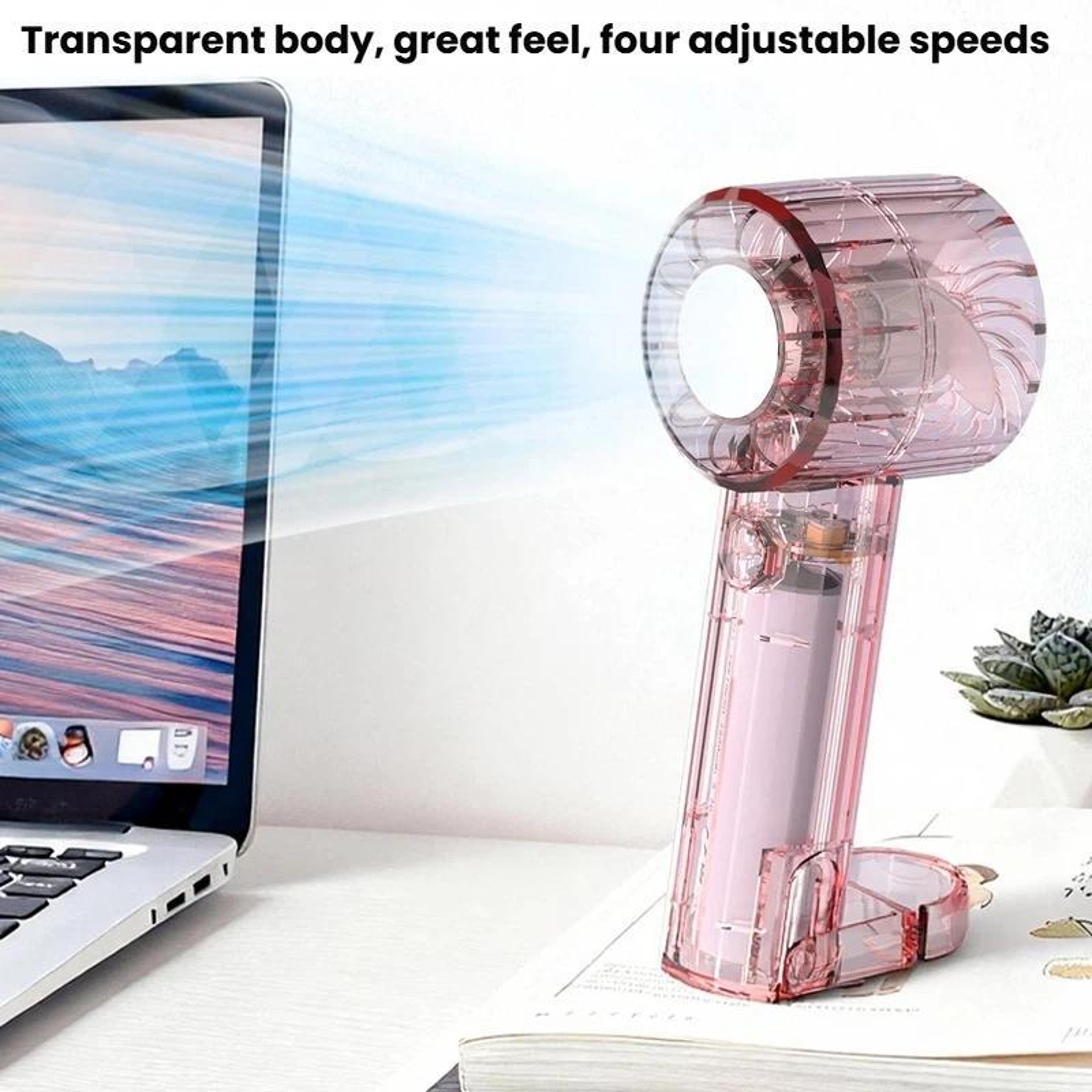 USB Rechargeable Portable Handheld Fan with Mirror and Carabiner Clip Mini Travel Cooling Fan – view 9