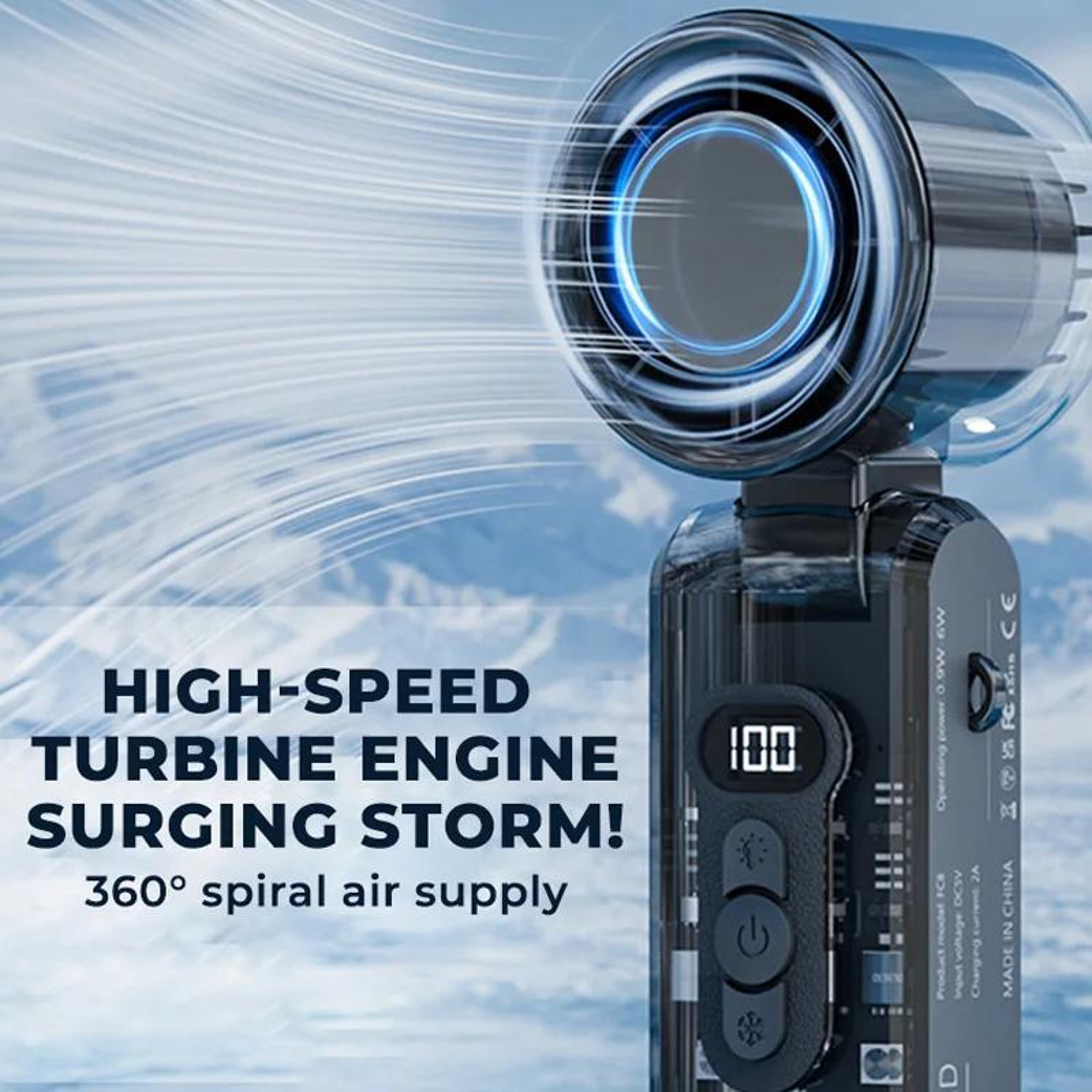 High Speed Handheld Cooling Fan With Semiconductor Cooling Portable Rechargeable Turbo Fan 1