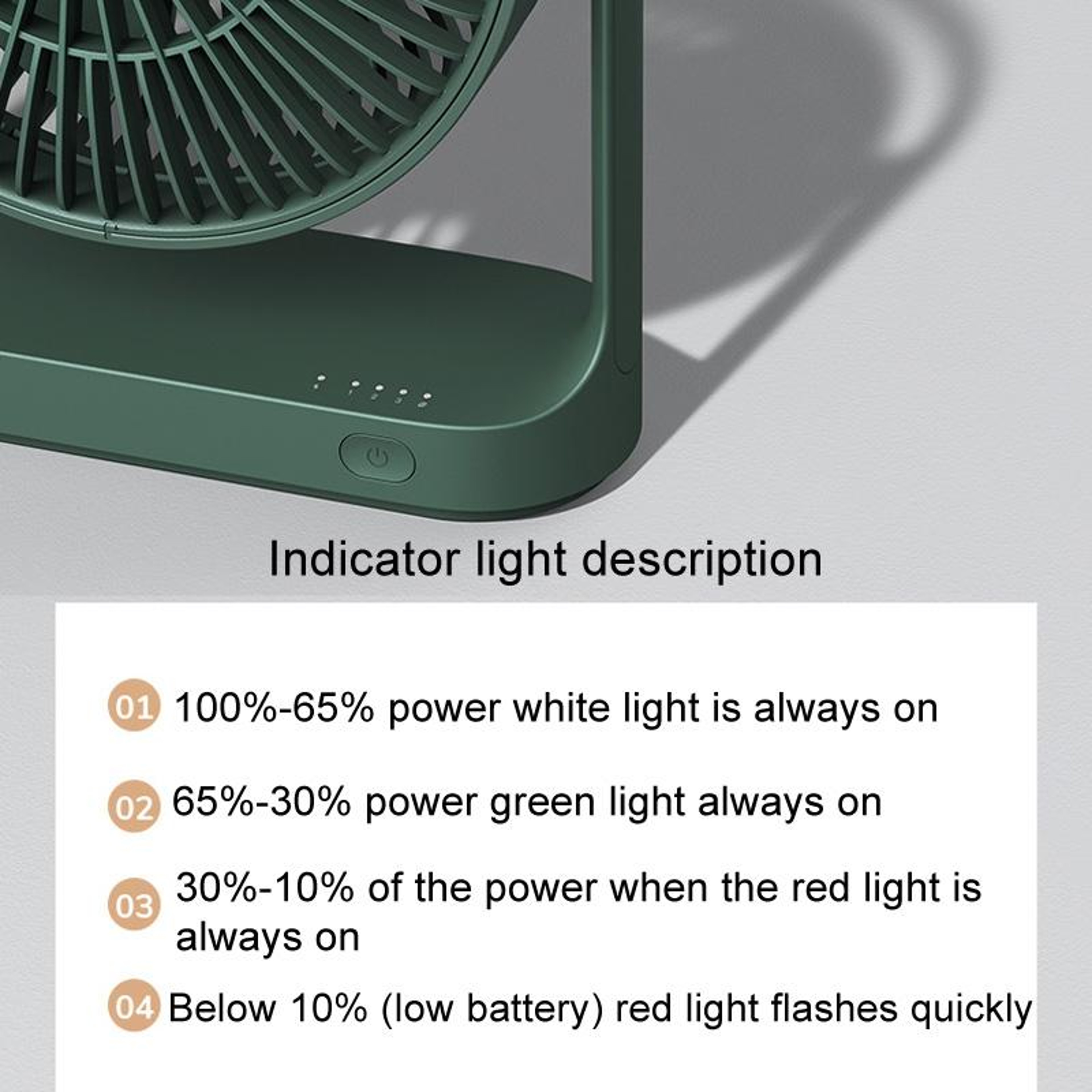 4000mAh Rechargeable Desk Fan Portable Mini Fan with 4 Speeds USB C Quiet Cooling White – view 10