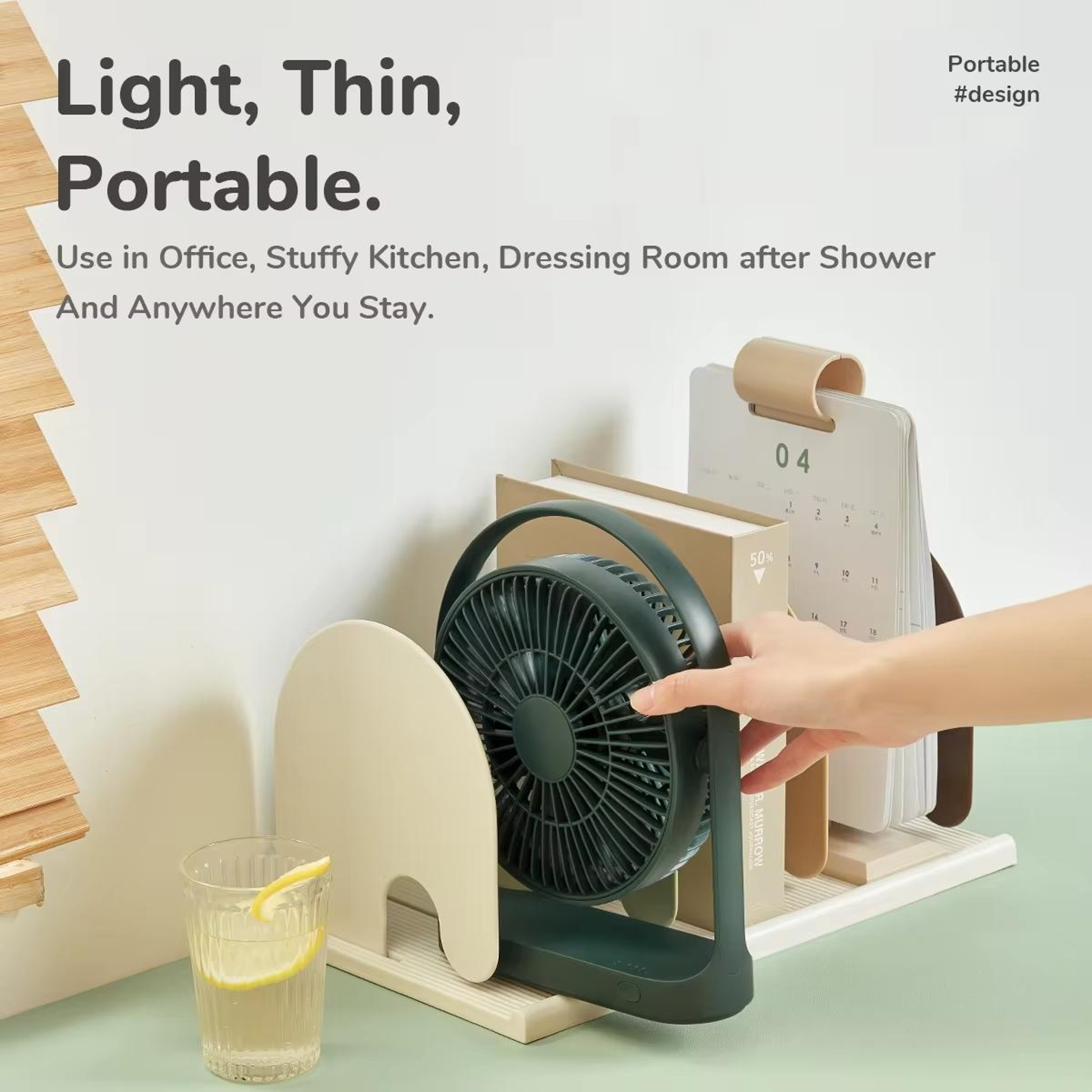 4000mAh Rechargeable Desk Fan Portable Mini Fan with 4 Speeds USB C Quiet Cooling White – view 12