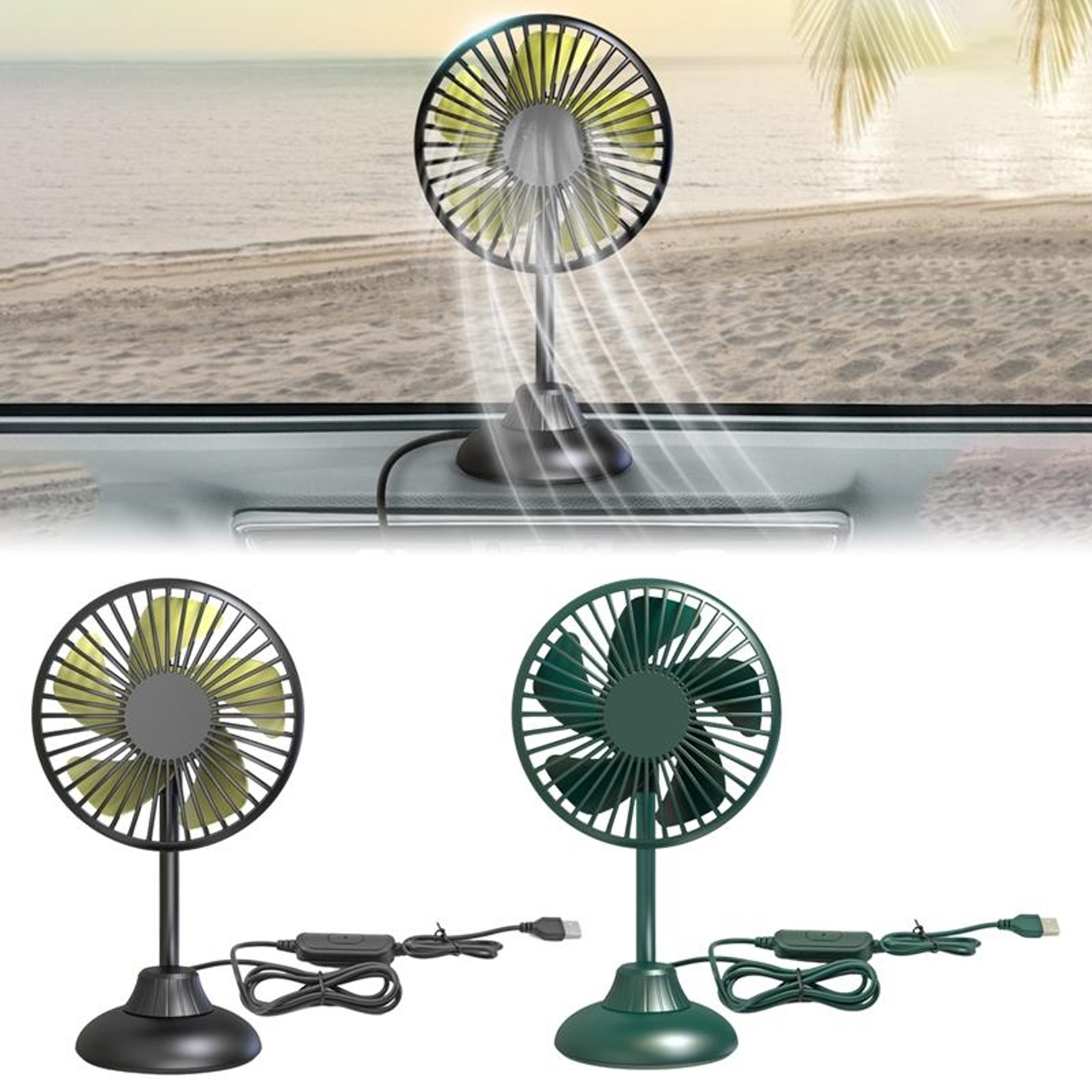 Portable USB Car Fan Flexible Hose Mini Cooling Fan With 360 Rotating Base 1