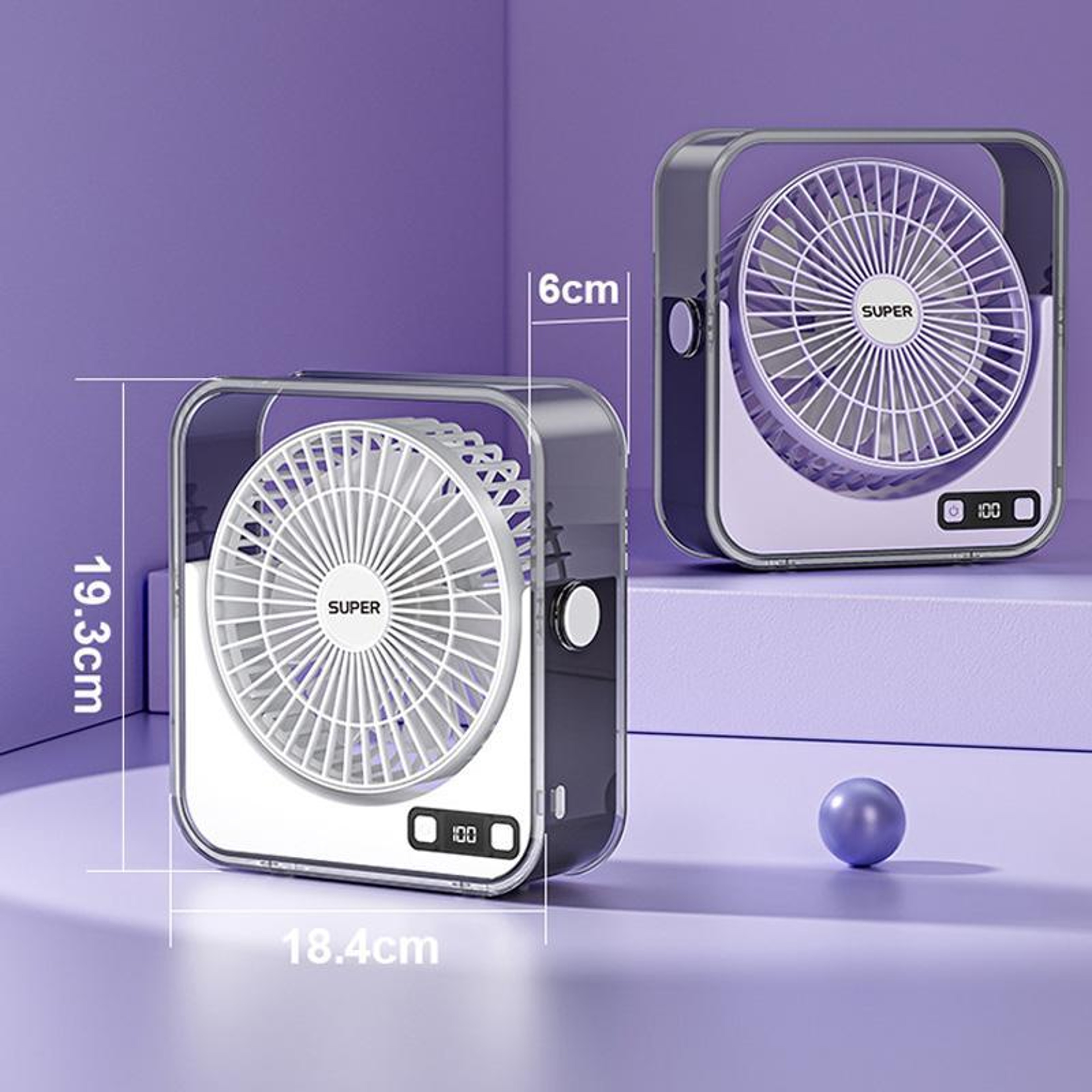 F2 Quiet Desk Fan with Digital Display 100 Speed USB Desktop Cooling Fan with Light – view 4