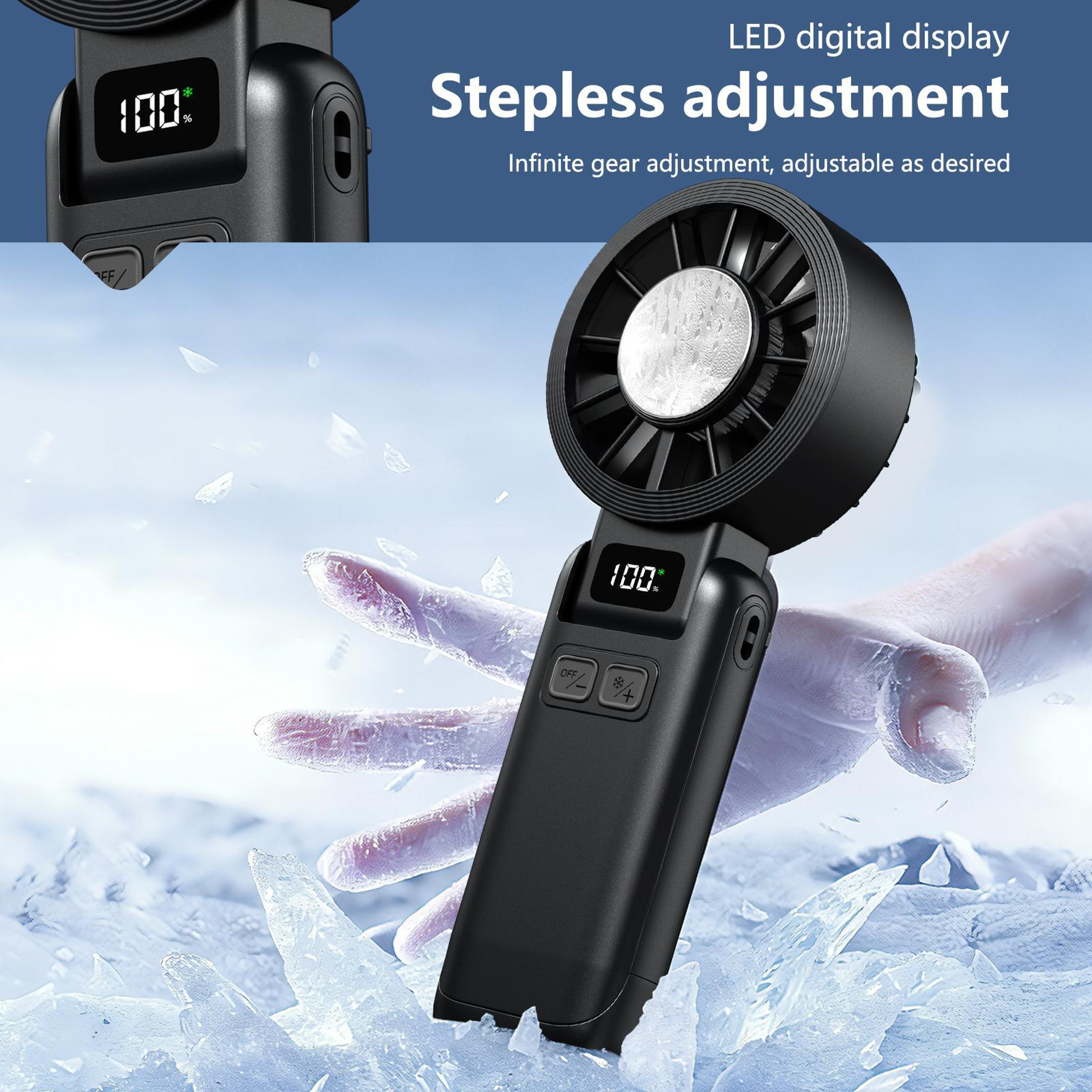 F9 Handheld Cooling Fan With Ice Compress Portable Rechargeable Foldable Mini Fan 5