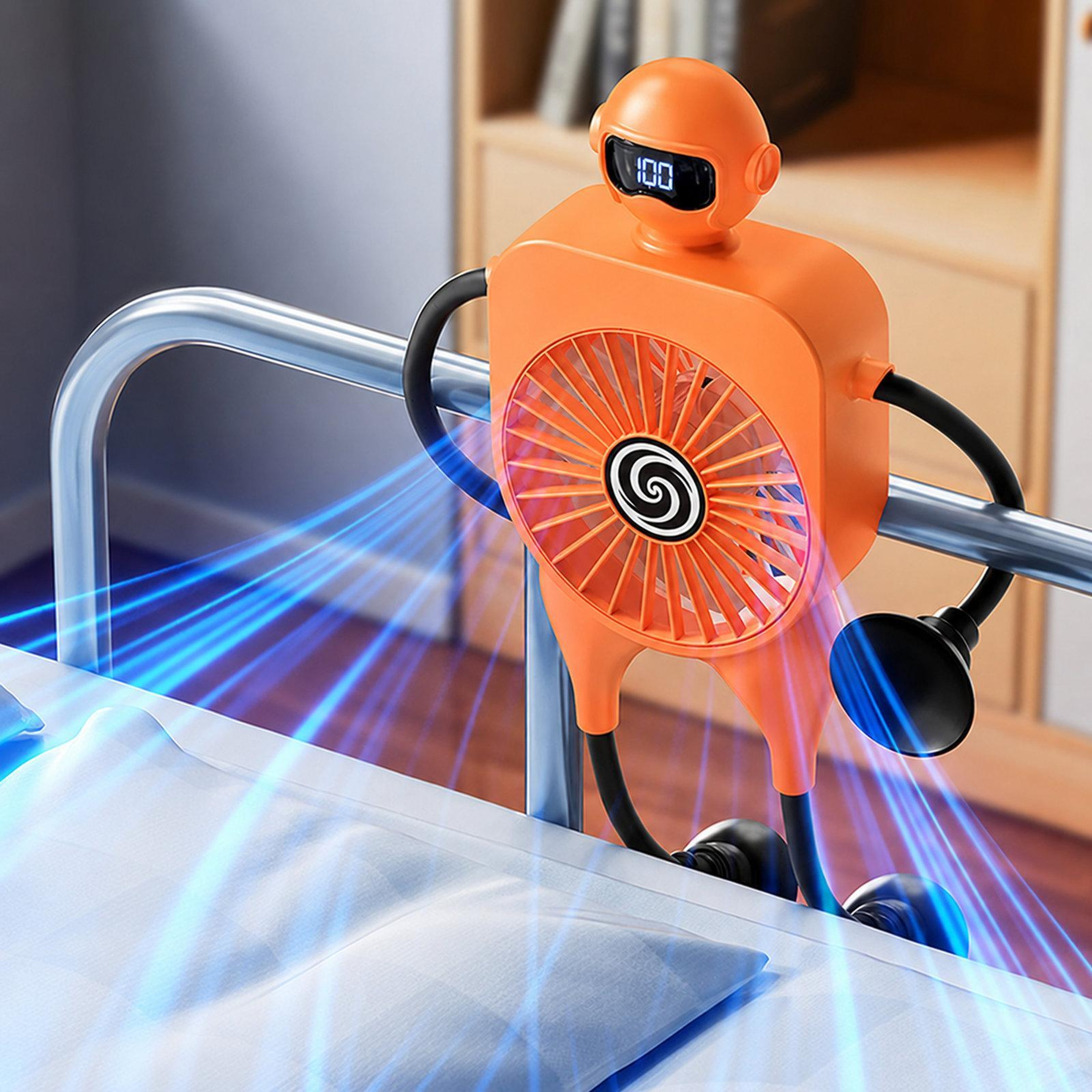 F17 Portable Desk Fan With Digital Display 100 Speed Levels And Suction Cup Fan Mount 14