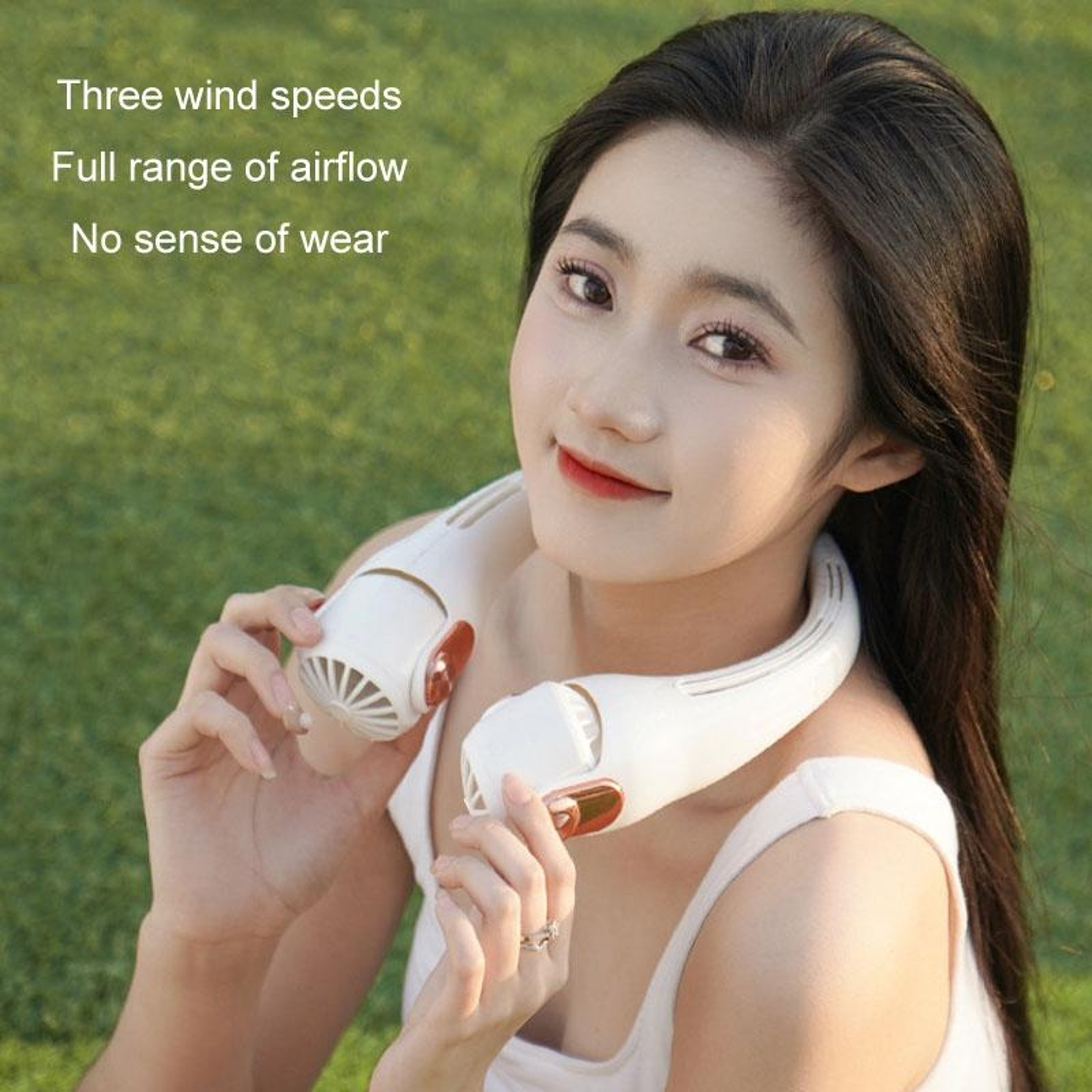 Mini Portable Neck Fan USB Rechargeable HandsFree Personal Cooling Fan With Adjustable Silicone Des 9