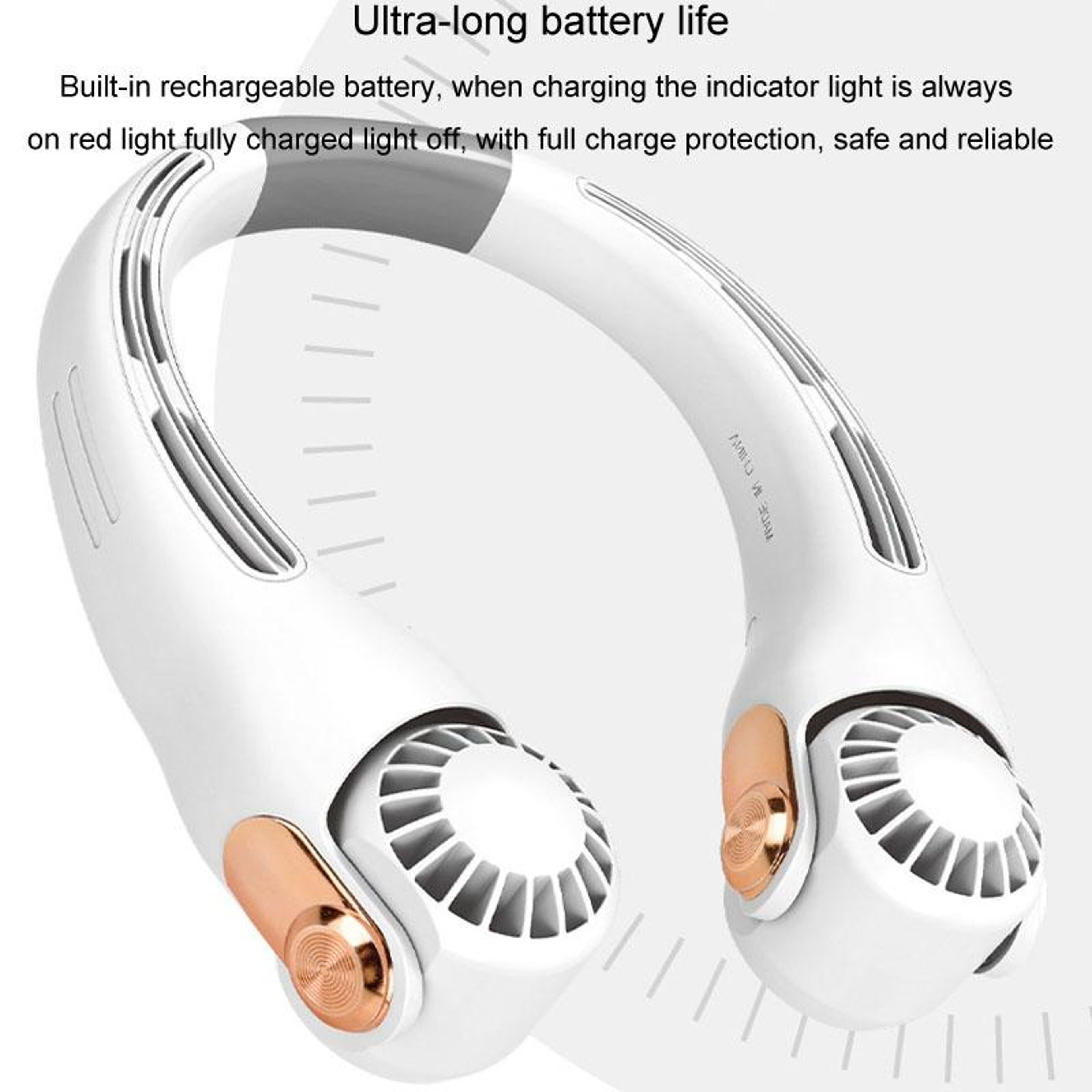 Mini Portable Neck Fan USB Rechargeable HandsFree Personal Cooling Fan With Adjustable Silicone Des 3