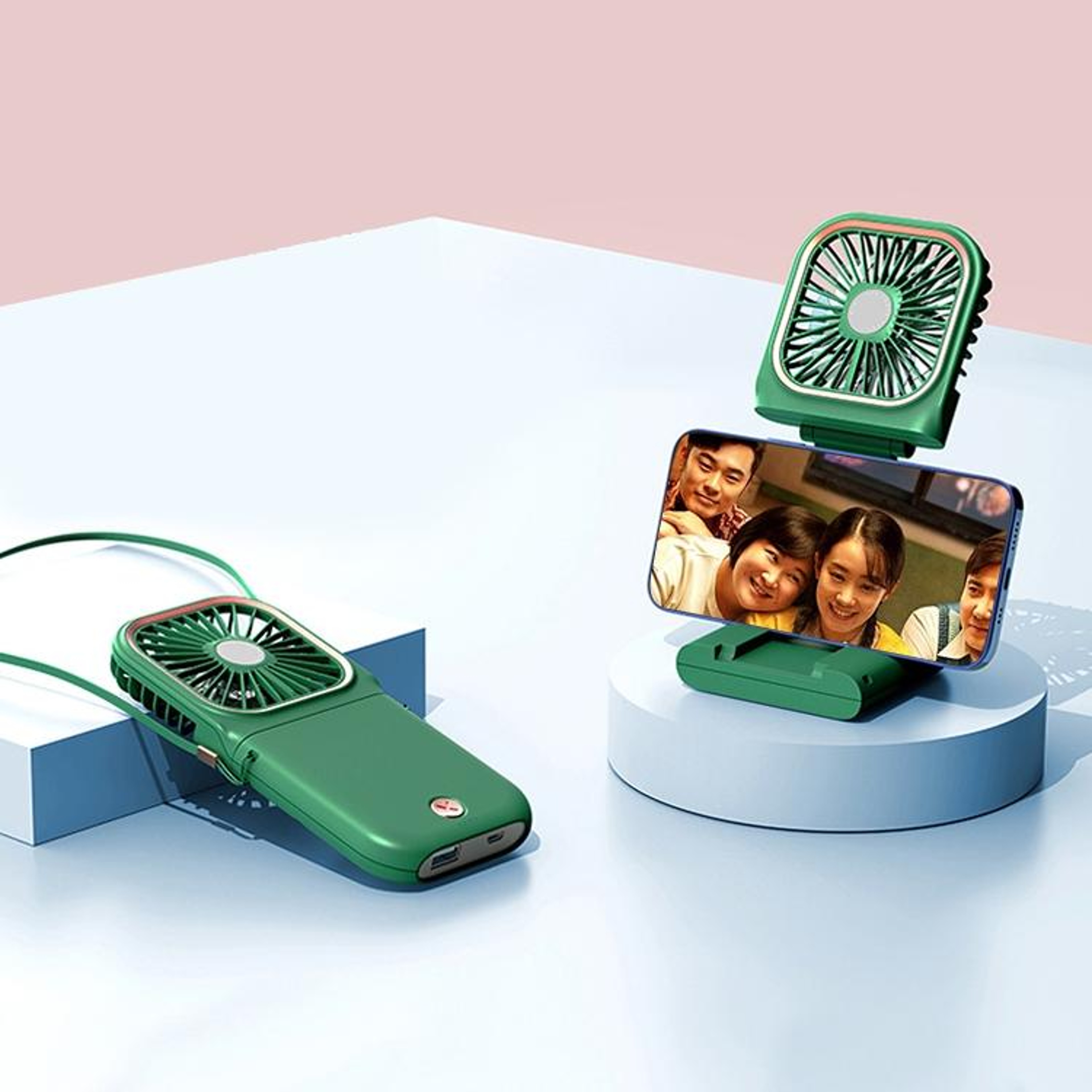 Electroplated Portable Neck Fan USB Rechargeable Handheld Fan Foldable Desktop Cooling Fan 11