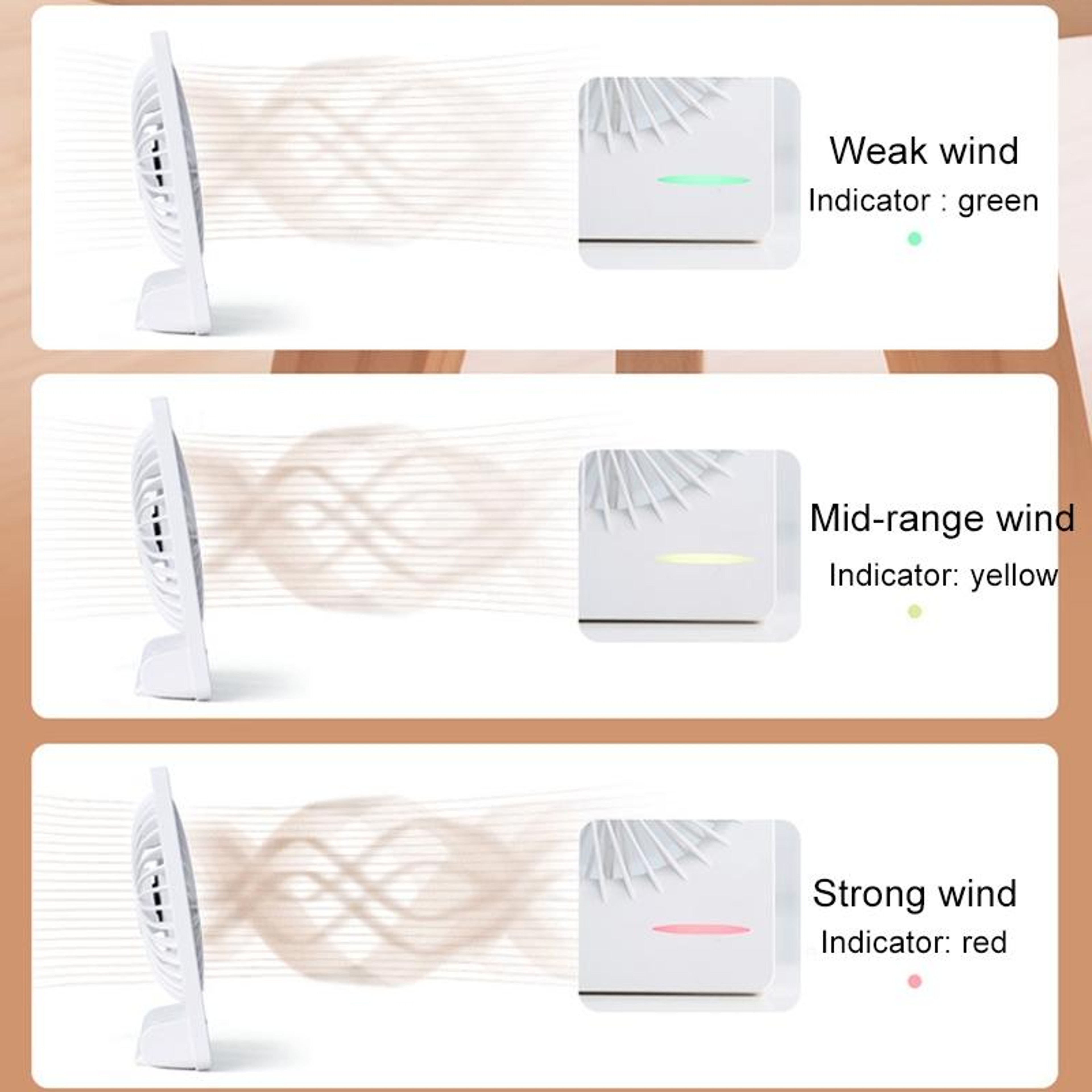 Portable USB Desk Fan Rechargeable Mini Fan with 3 Speed Quiet Cooling for Home Office Dorm Travel – view 7