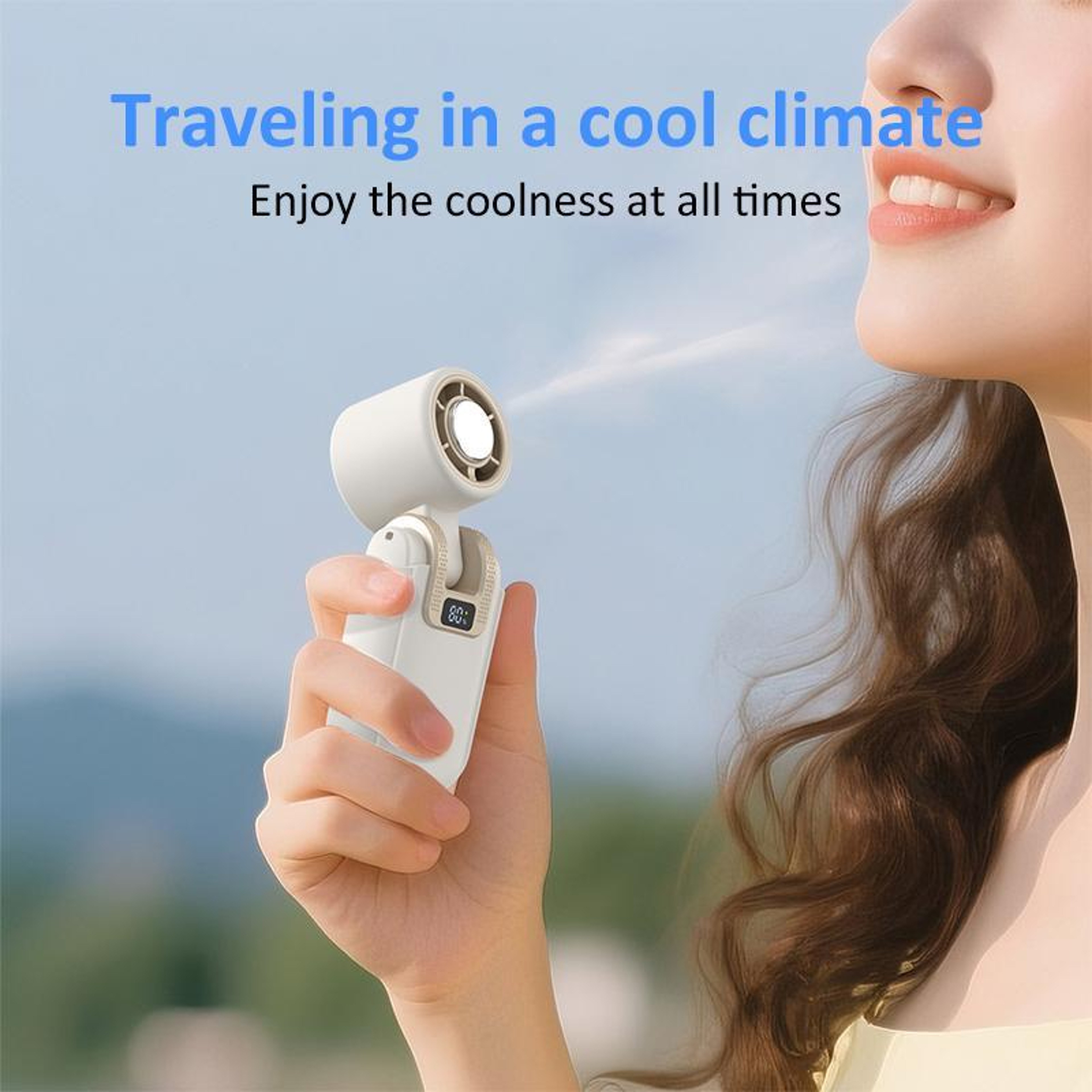 Portable Handheld Fan Rechargeable Mini Fan with Digital Display Folding Desk Fan – view 13
