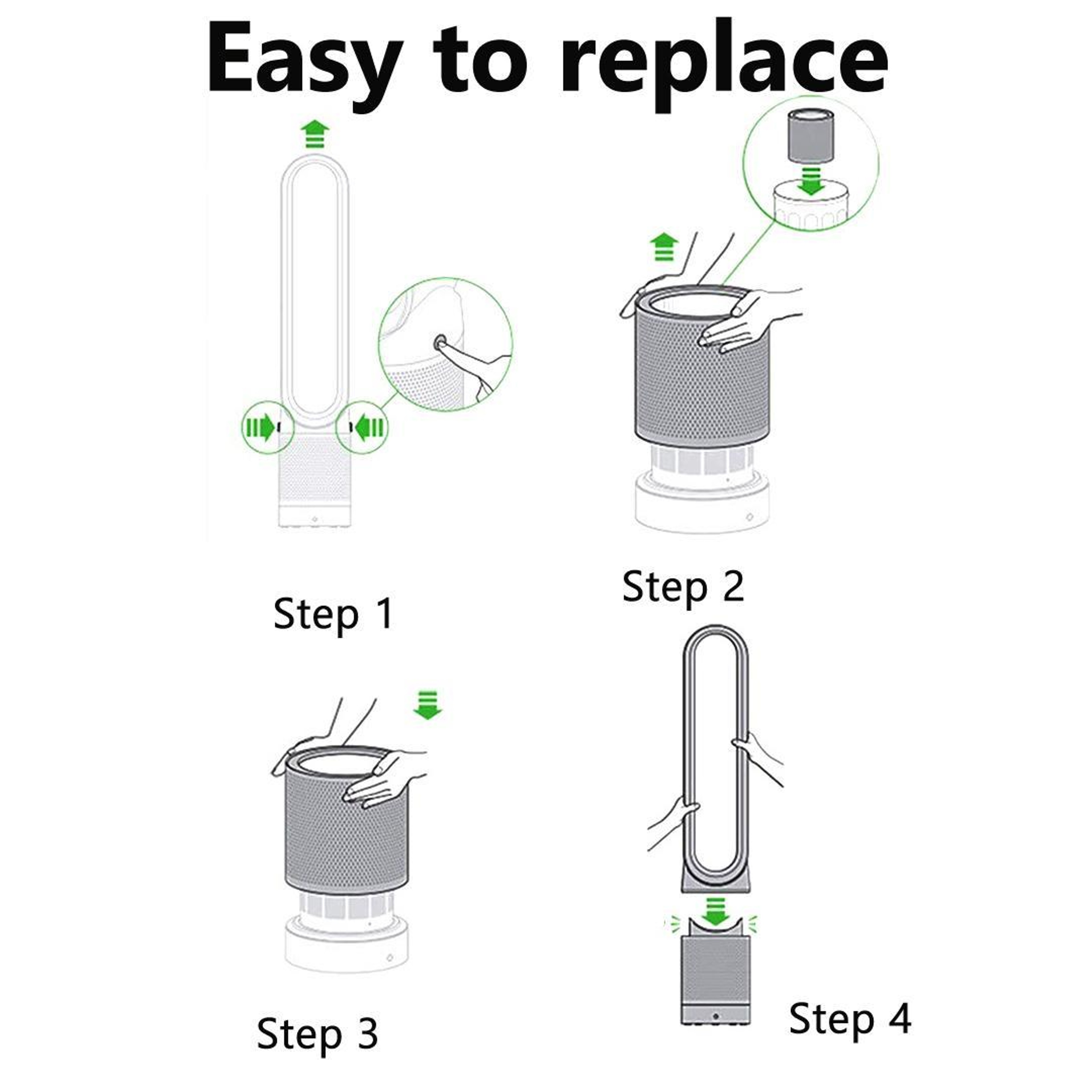 HEPA Air Purifier Replacement Filter with Activated Carbon for Dyson TP00 TP01 TP02 TP03 BP01 AM11 – view 4