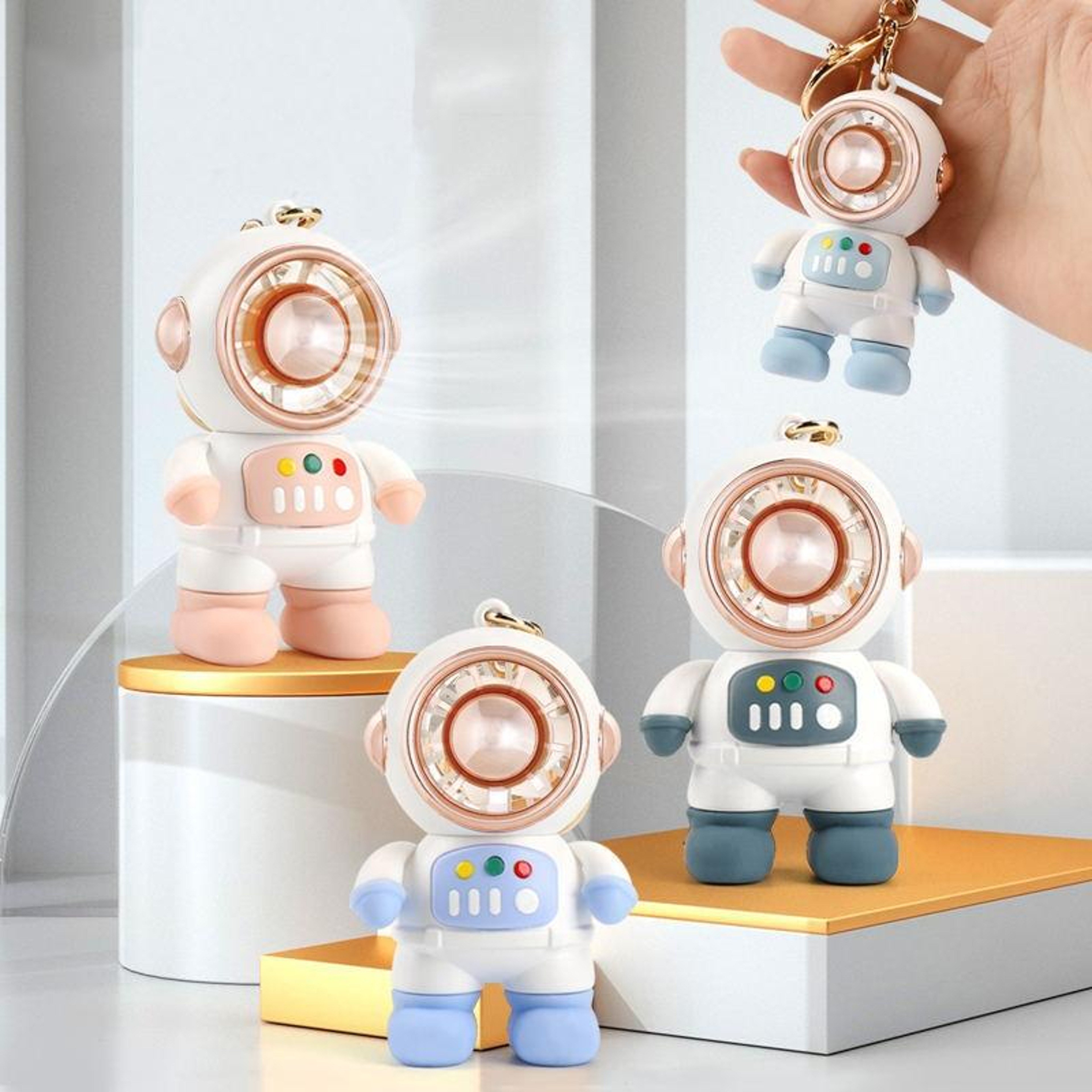 Astronaut Portable Mini Fan USB Rechargeable Handheld Personal Cooling Fan With Lanyard 0