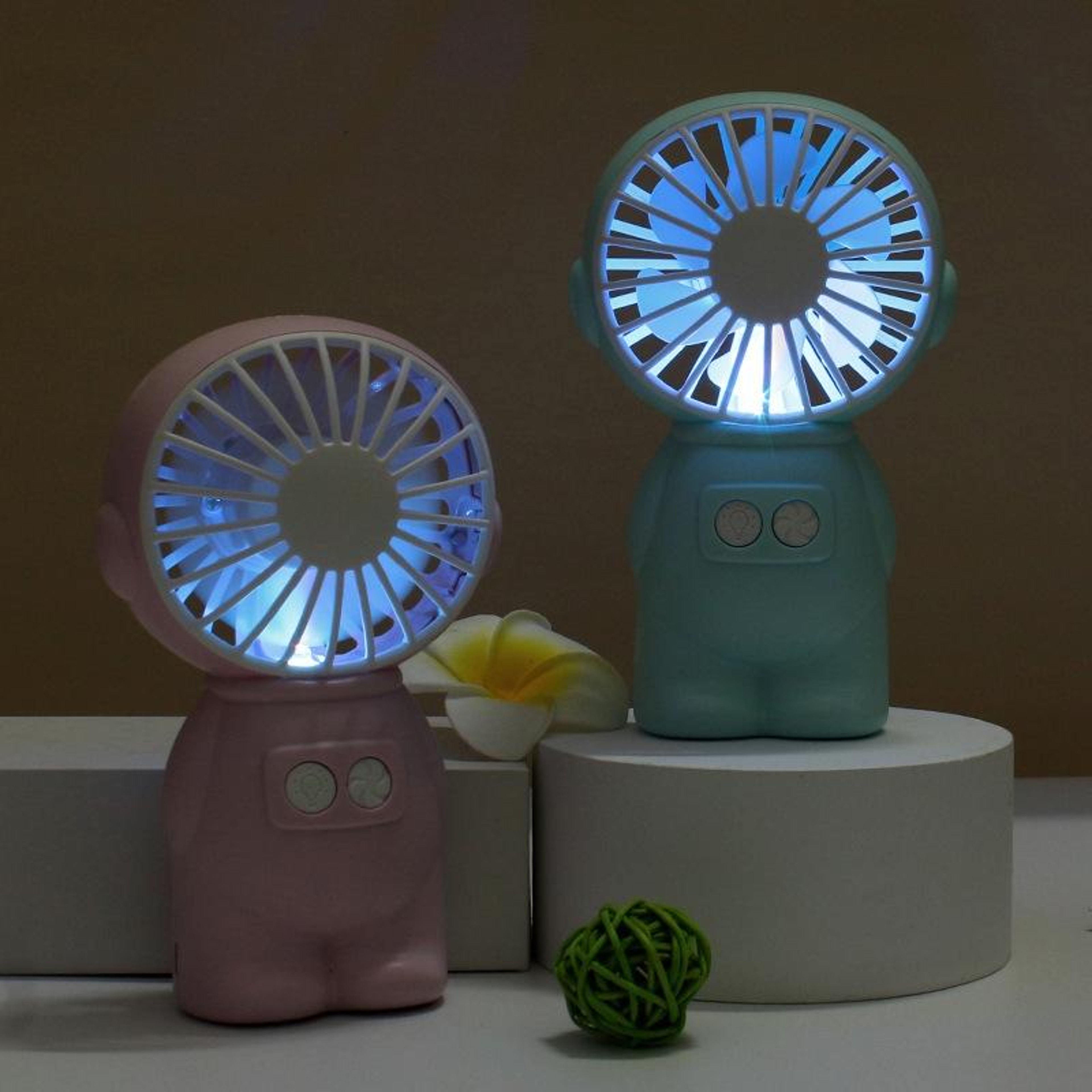 2PCS Portable Handheld Fan USB Rechargeable Mini Desk Fan With Night Light For Office Travel And Ou 5
