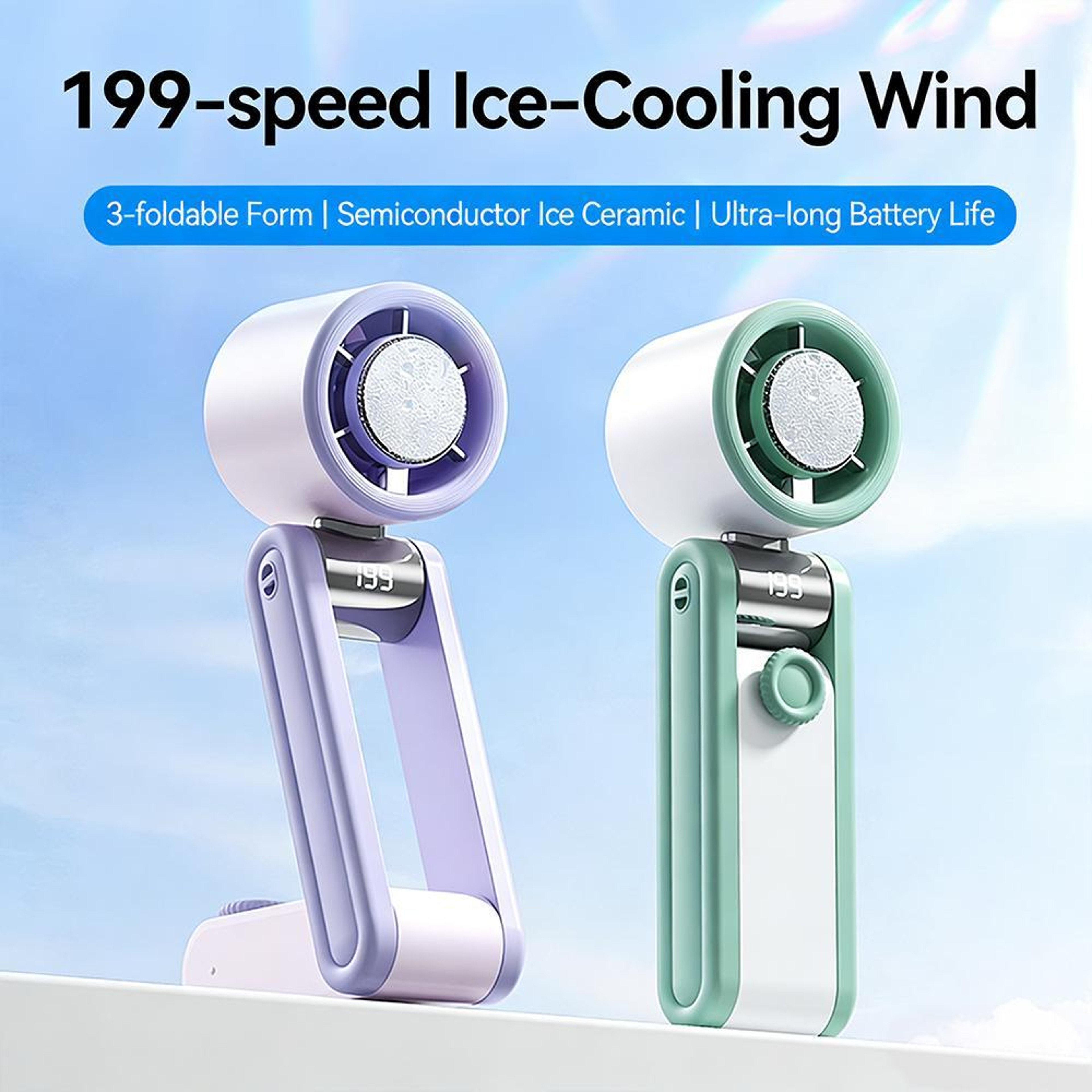 Y30 Portable Handheld Fan Rechargeable Mini Fan with Digital Display and Tri Fold Design – view 6