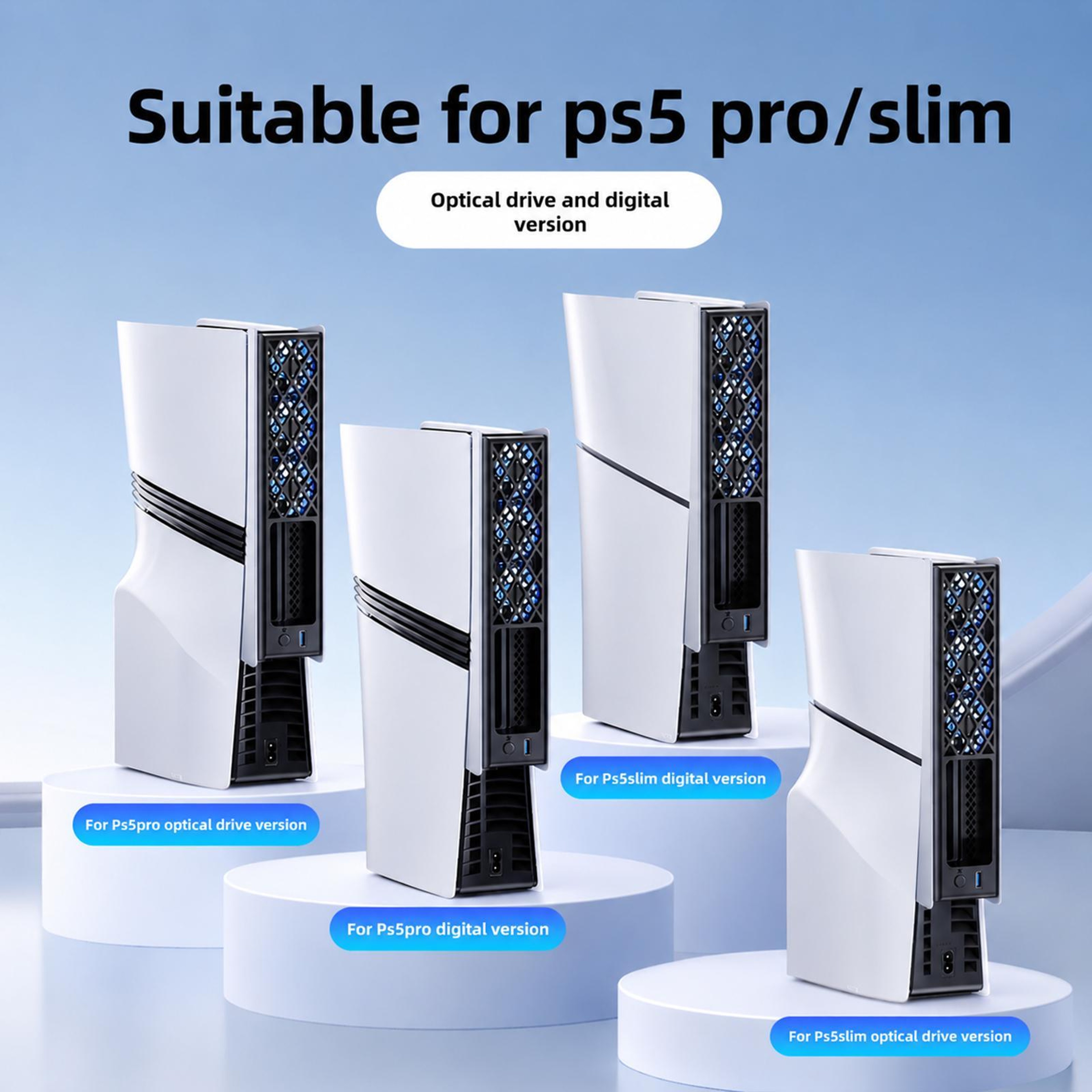 PS5 Pro PS5 Slim Cooling Fan with Smart Temperature Control Quiet RGB Console Cooler – view 6