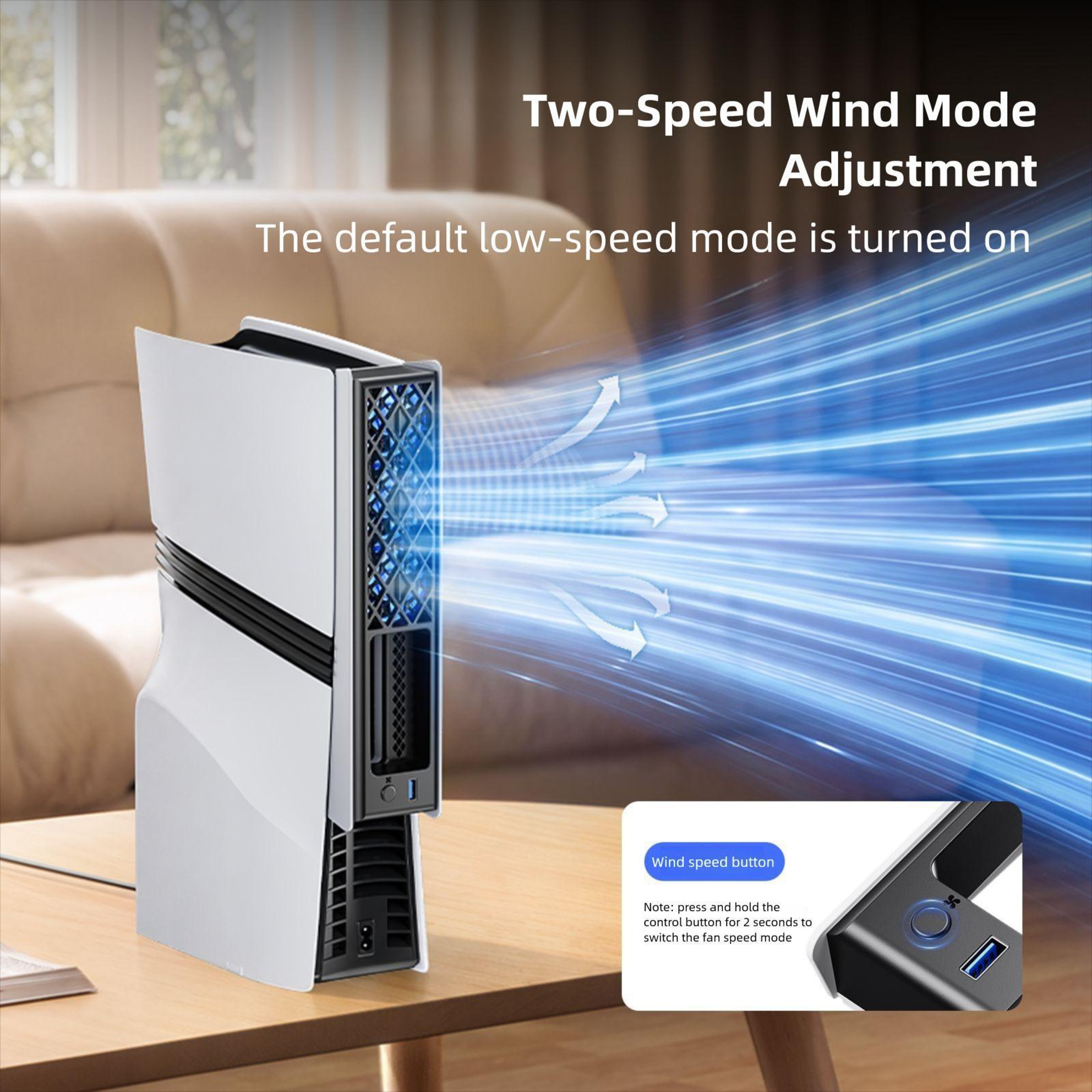 PS5 Pro PS5 Slim Cooling Fan with Smart Temperature Control Quiet RGB Console Cooler – view 8