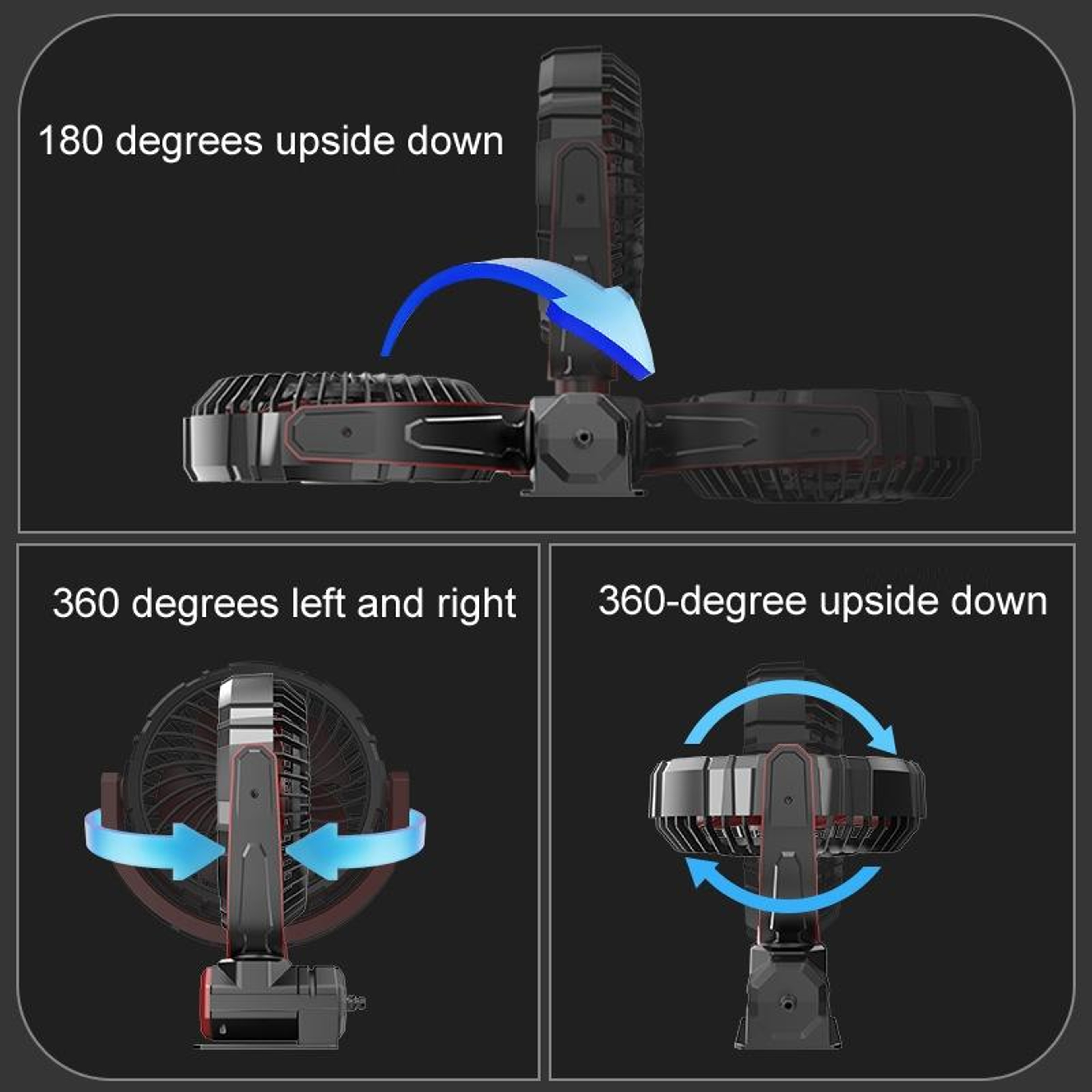 Foldable Car USB Fan 360 Rotating Steering Wheel Cooling Fan For Powerful Airflow 2