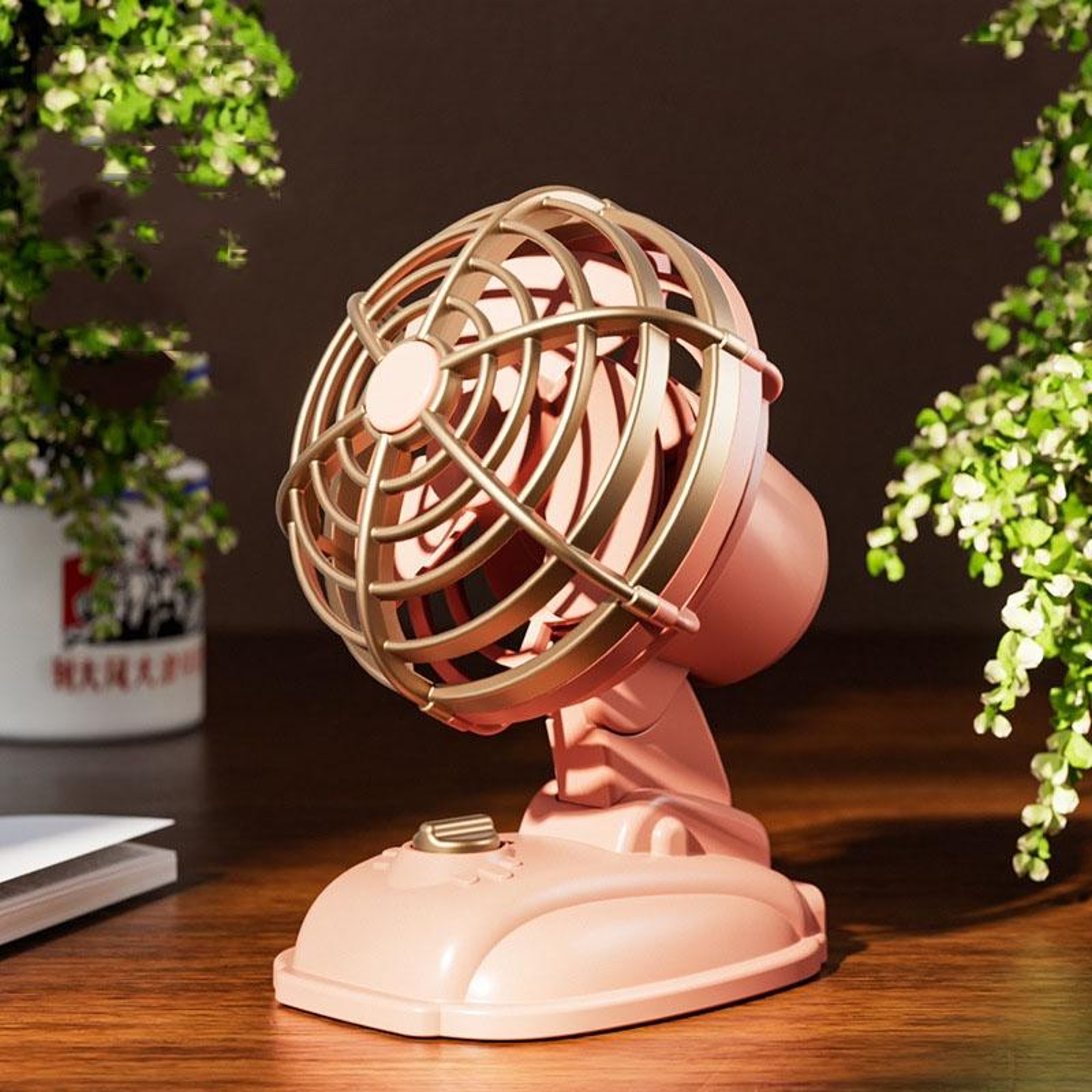 Retro USB Desk Fan Silent Portable Mini Rechargeable Desktop Fan For Home Office Travel 12