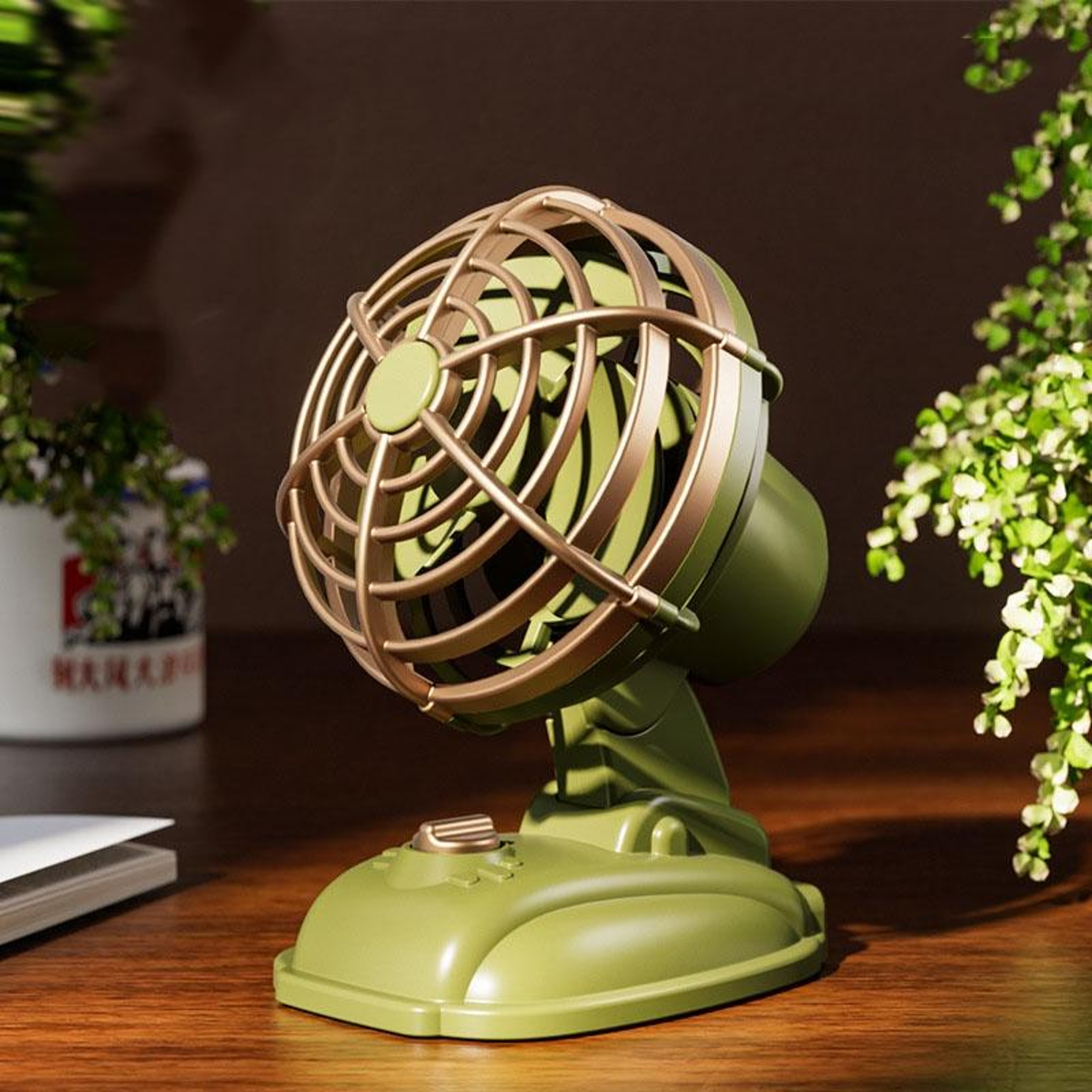 Retro USB Desk Fan Silent Portable Mini Rechargeable Desktop Fan For Home Office Travel 11