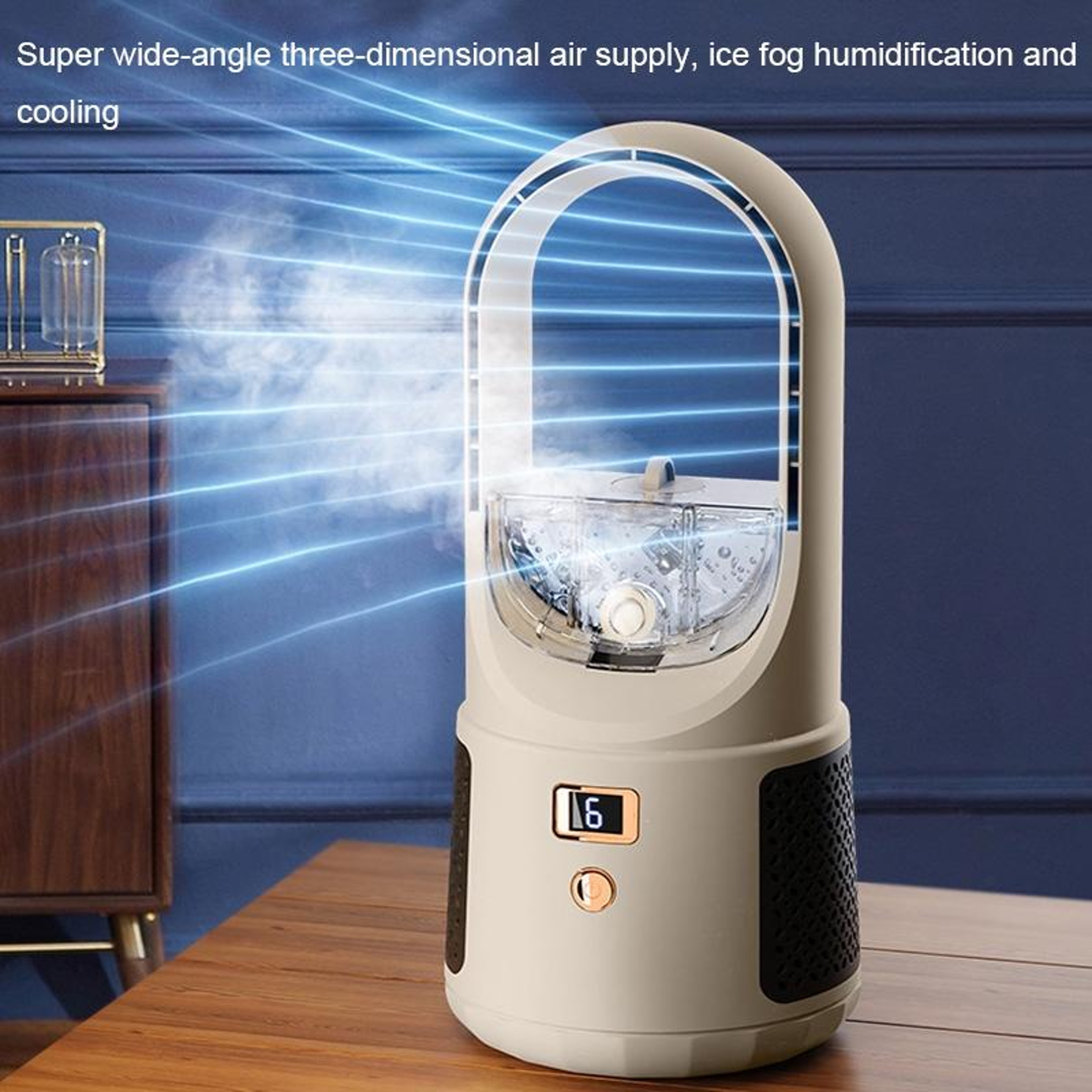 Portable Bladeless Desk Fan USB Rechargeable LED Display Quiet Cooling Fan 2