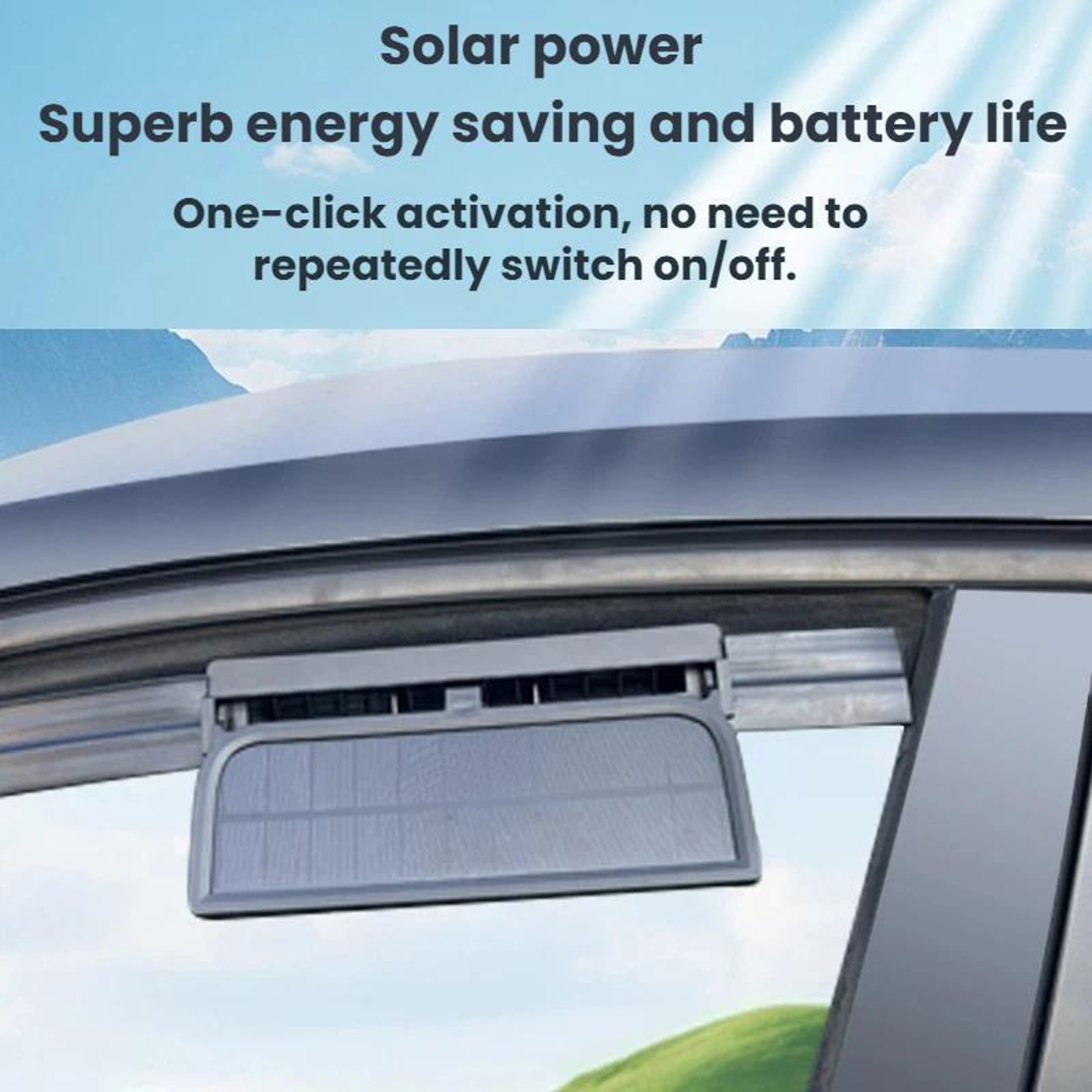 Solar Powered Car Ventilation Fan Triple Head Auto Window Exhaust Cooler with USB Battery Backup – view 3