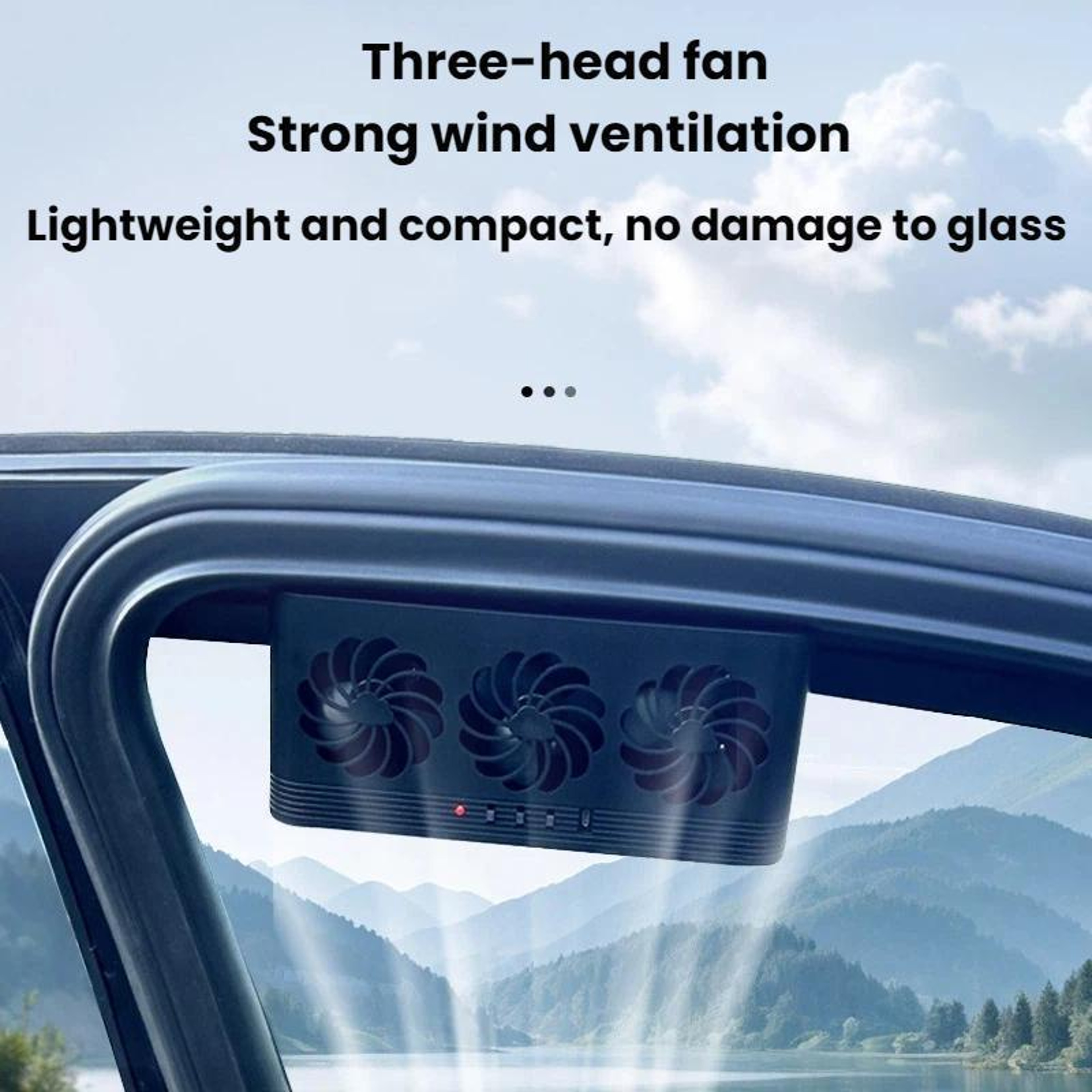 Solar Powered Car Ventilation Fan Triple Head Auto Window Exhaust Cooler with USB Battery Backup – view 5