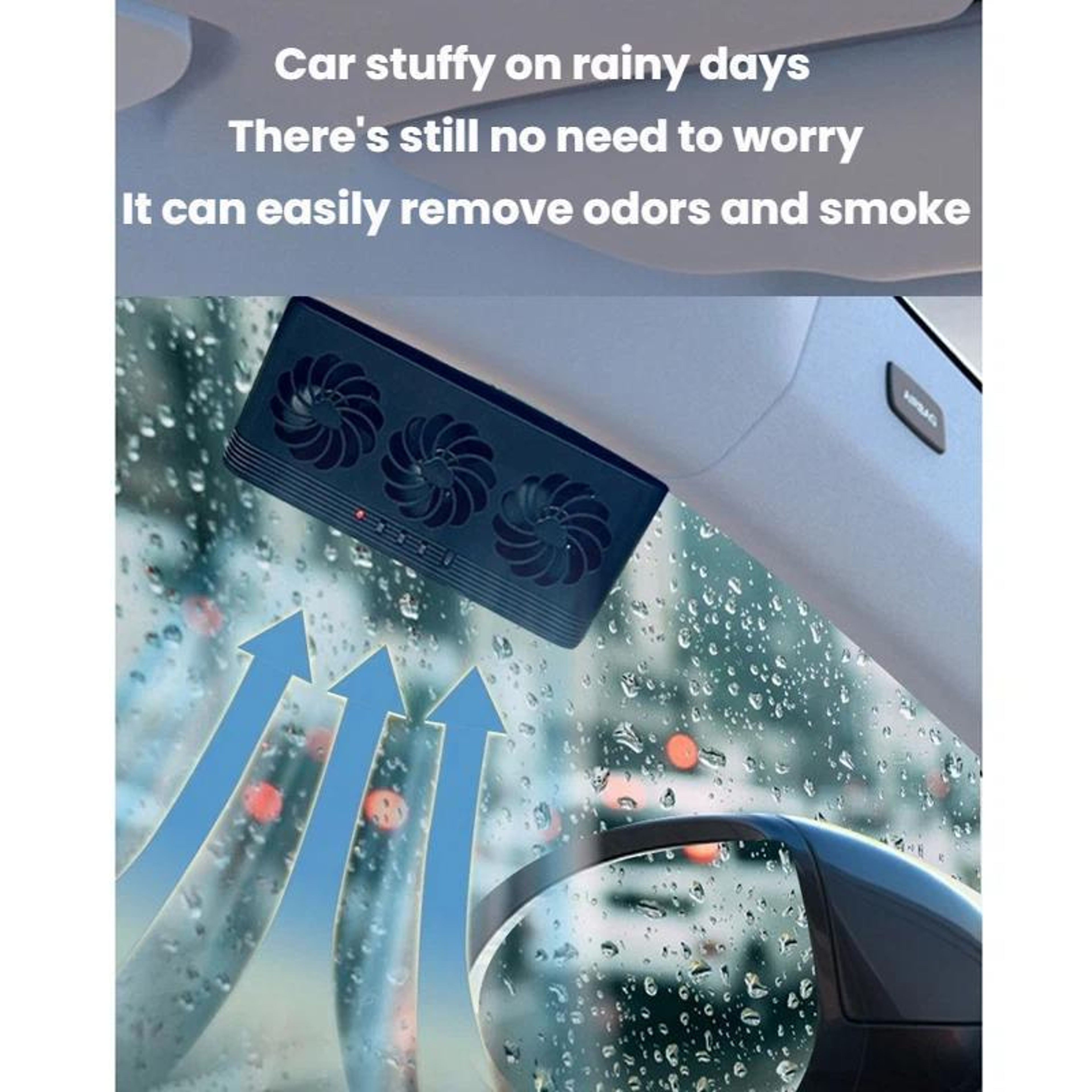 Solar Powered Car Ventilation Fan Triple Head Auto Window Exhaust Cooler with USB Battery Backup – view 6