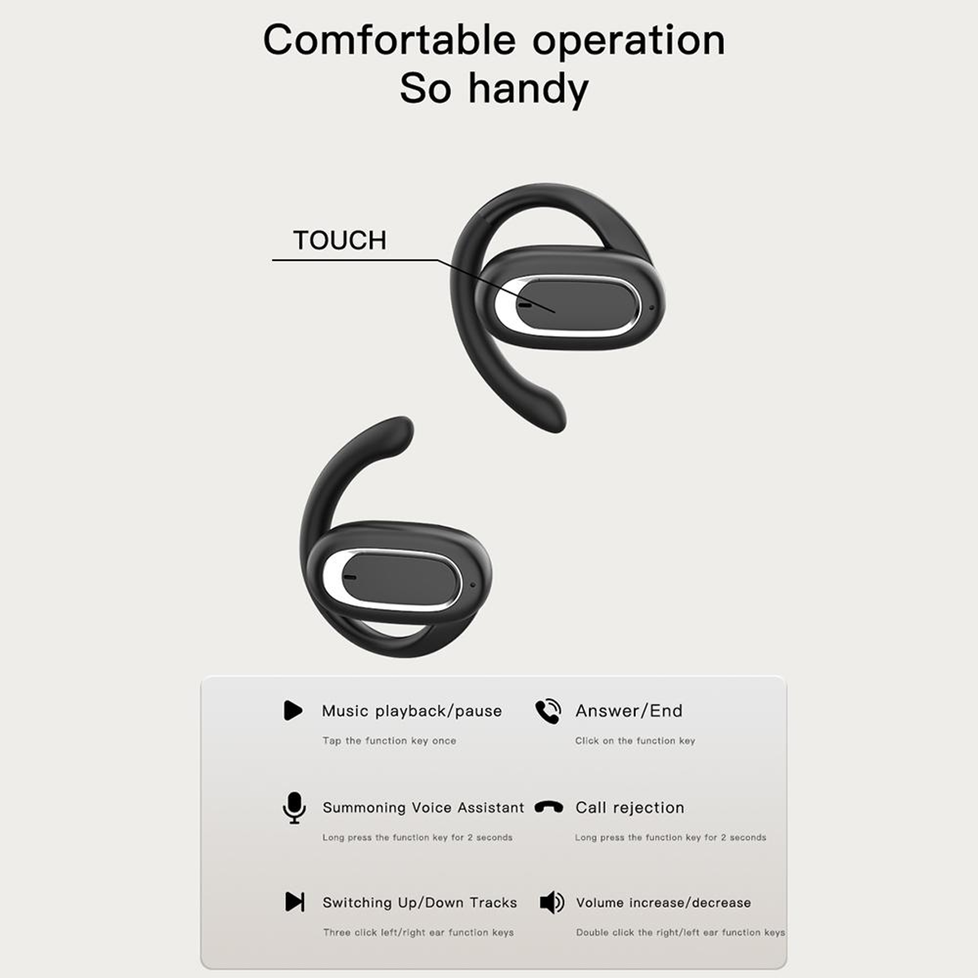 T35 OWS Bluetooth Earbuds With Adjustable Ear Hook Wireless Earphones Noise Reduction Bluetooth 53 1