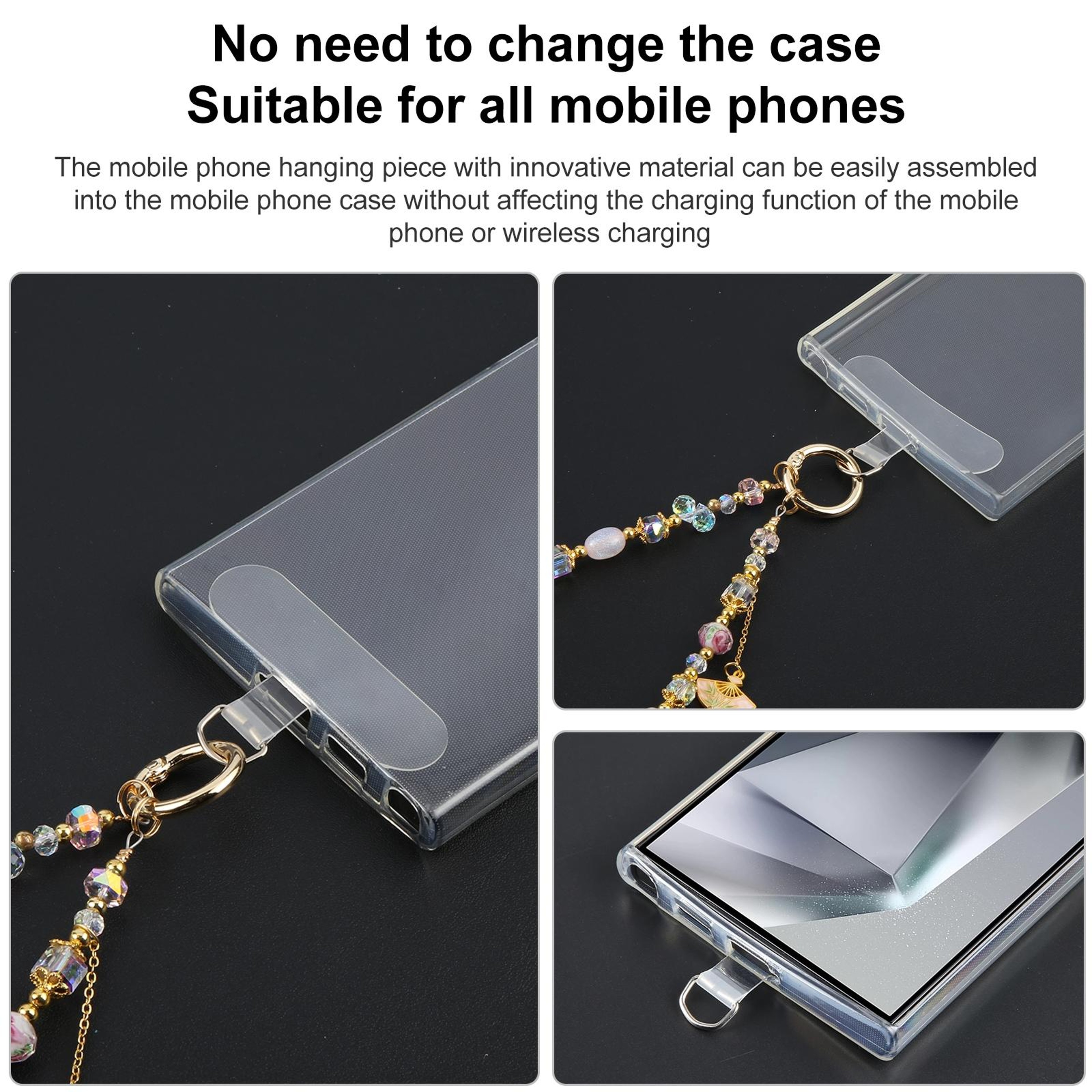 Universal Phone Wrist Lanyard Beaded Phone Strap Anti Lost Bracelet For Smartphones 2