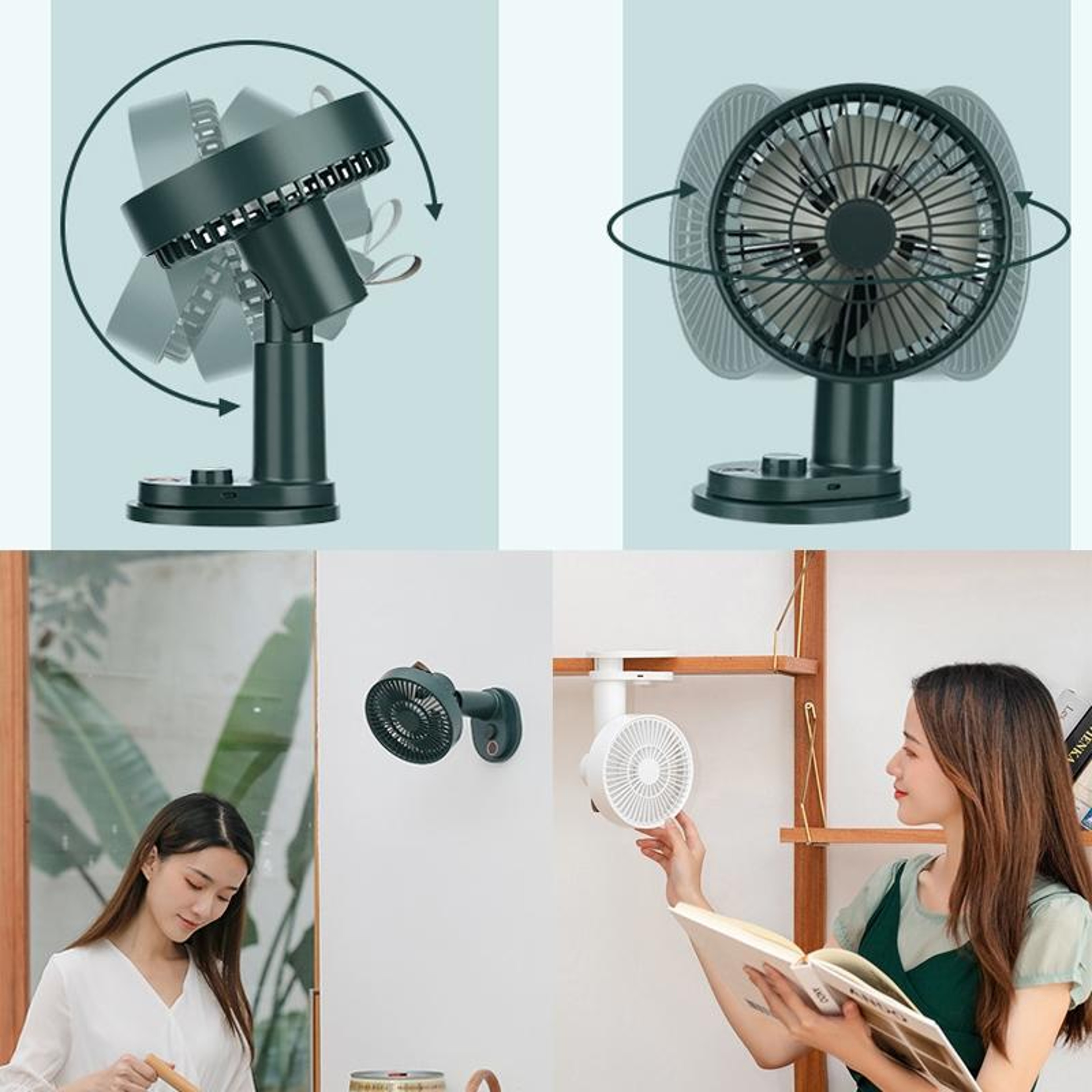 Smart USB Rechargeable Clip On Fan With Remote Control Oscillating Stroller Fan For Desk Office And 3