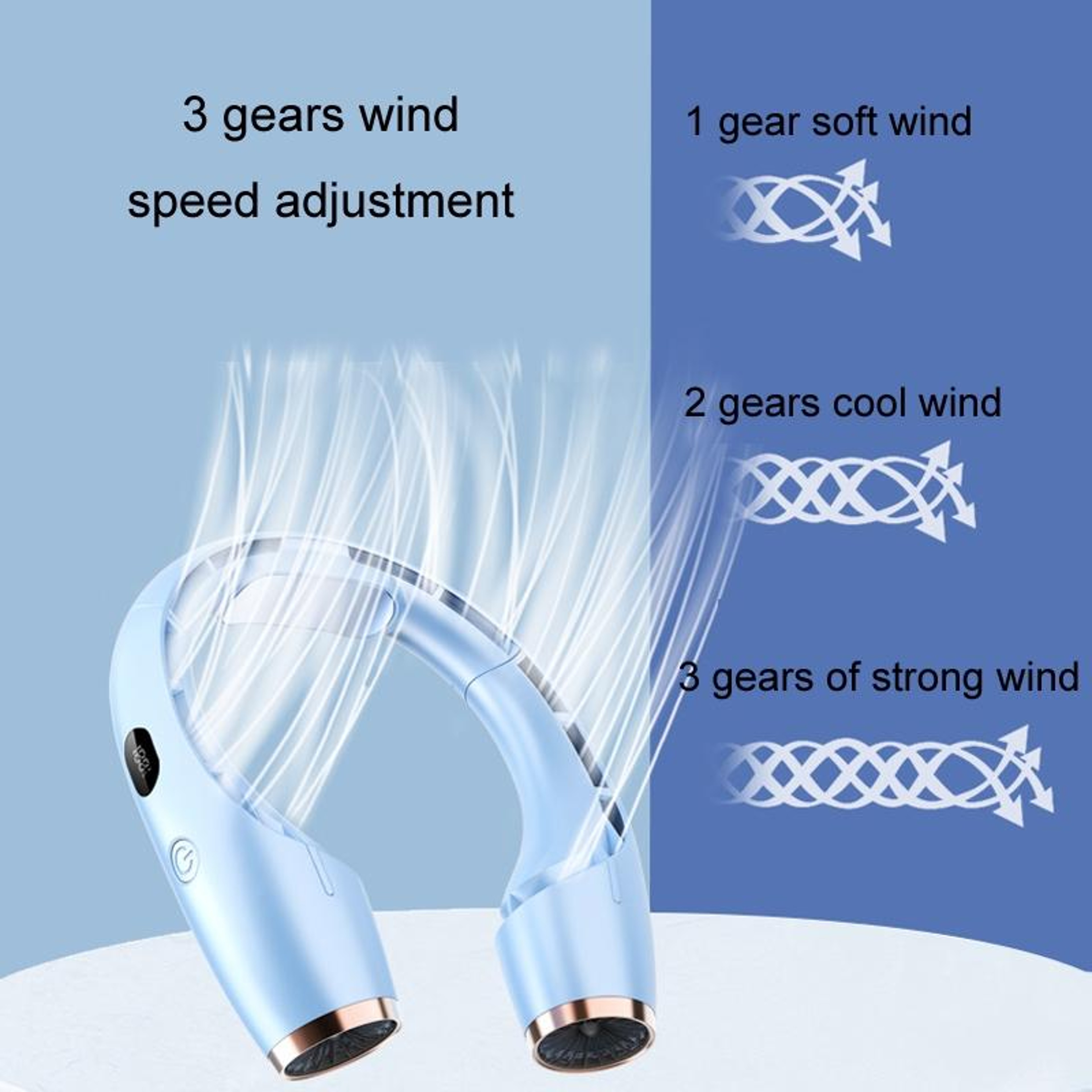 USB Charging Big Wind Cooling Leafless Hanging Neck Fan 5