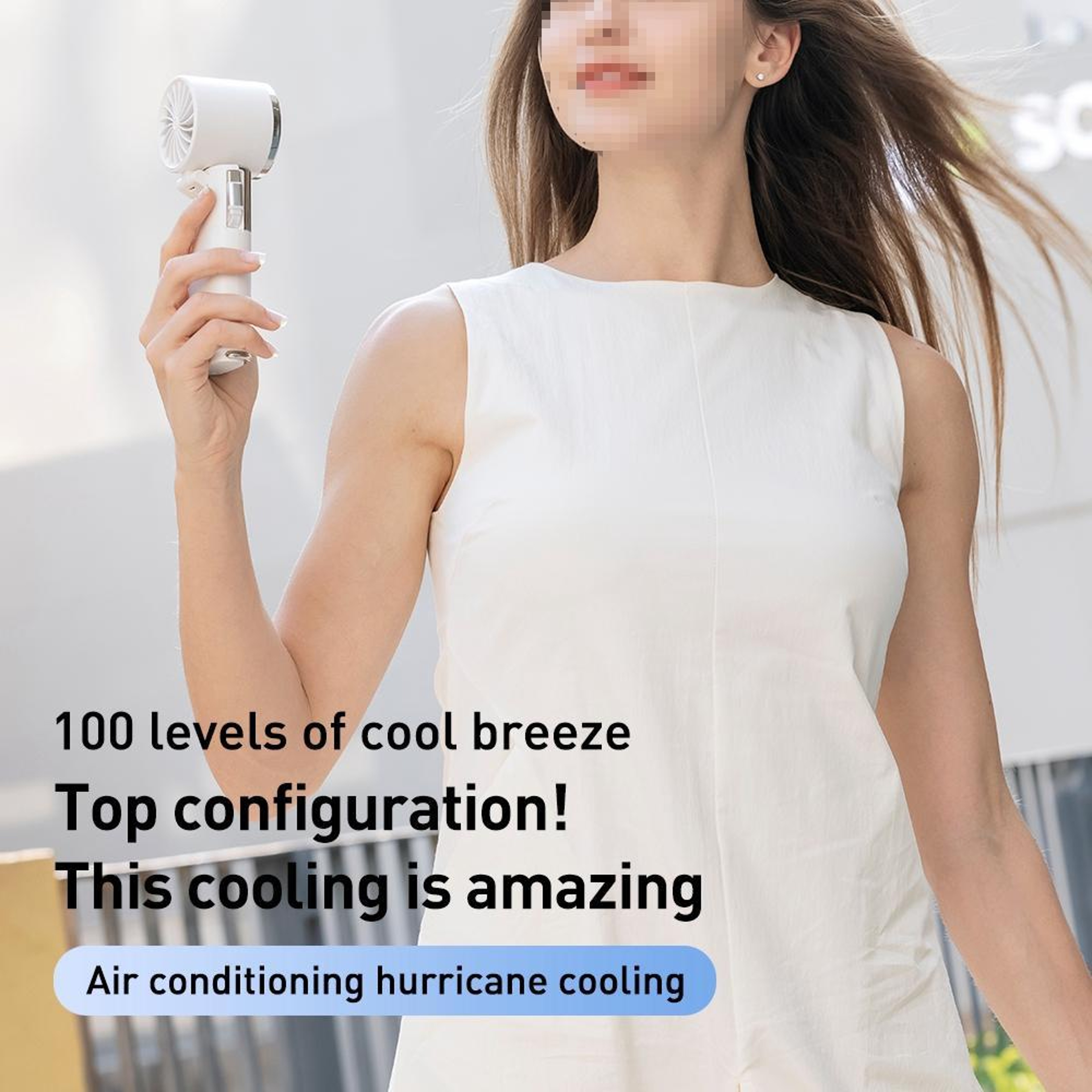 High Speed Ice Compress Handheld Fan With 6000mAh Battery And Retractable Type C Cable 6