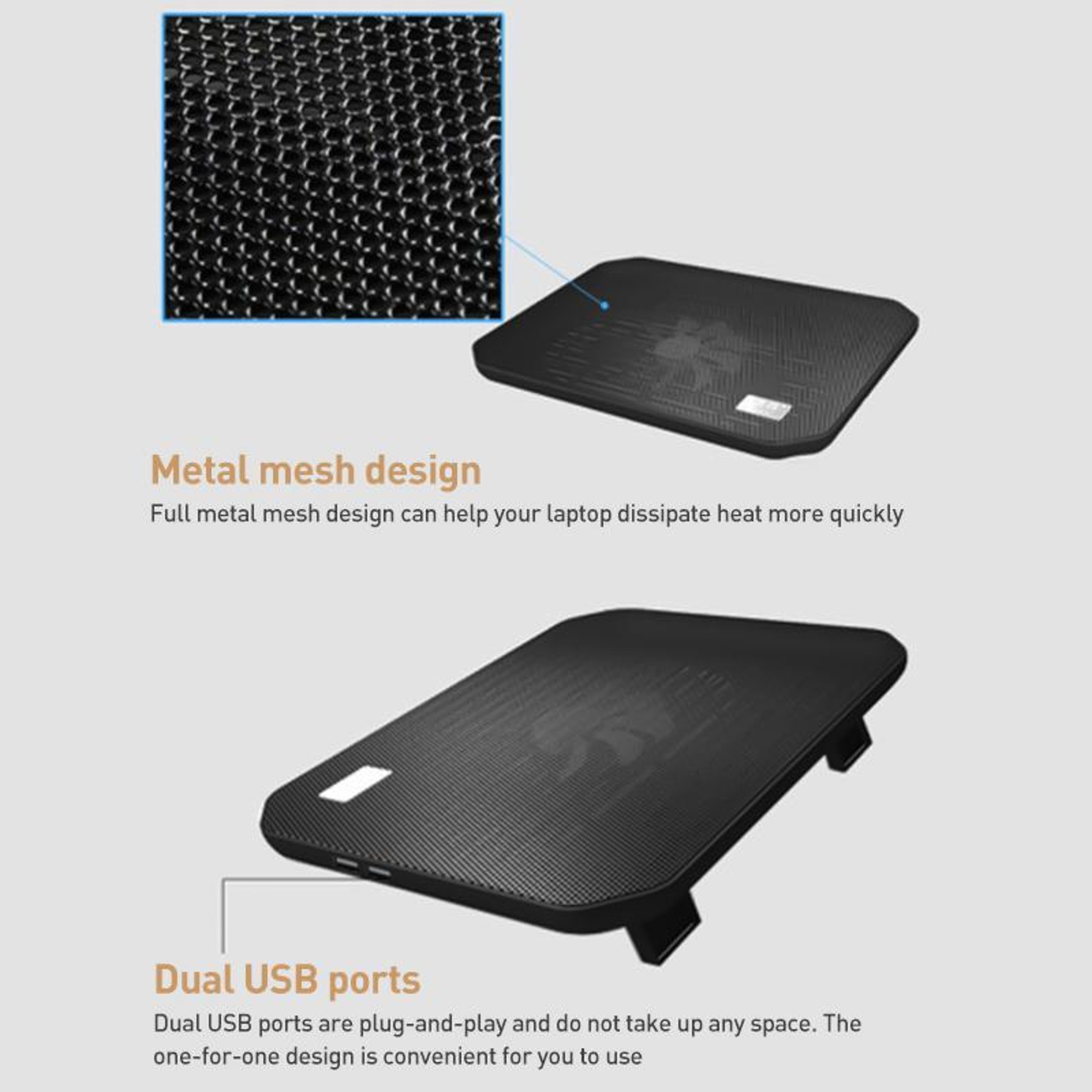 Dual Fan Laptop Cooling Pad Ergonomic Laptop Cooler Stand With Dual USB For 17 Inch Laptops 4