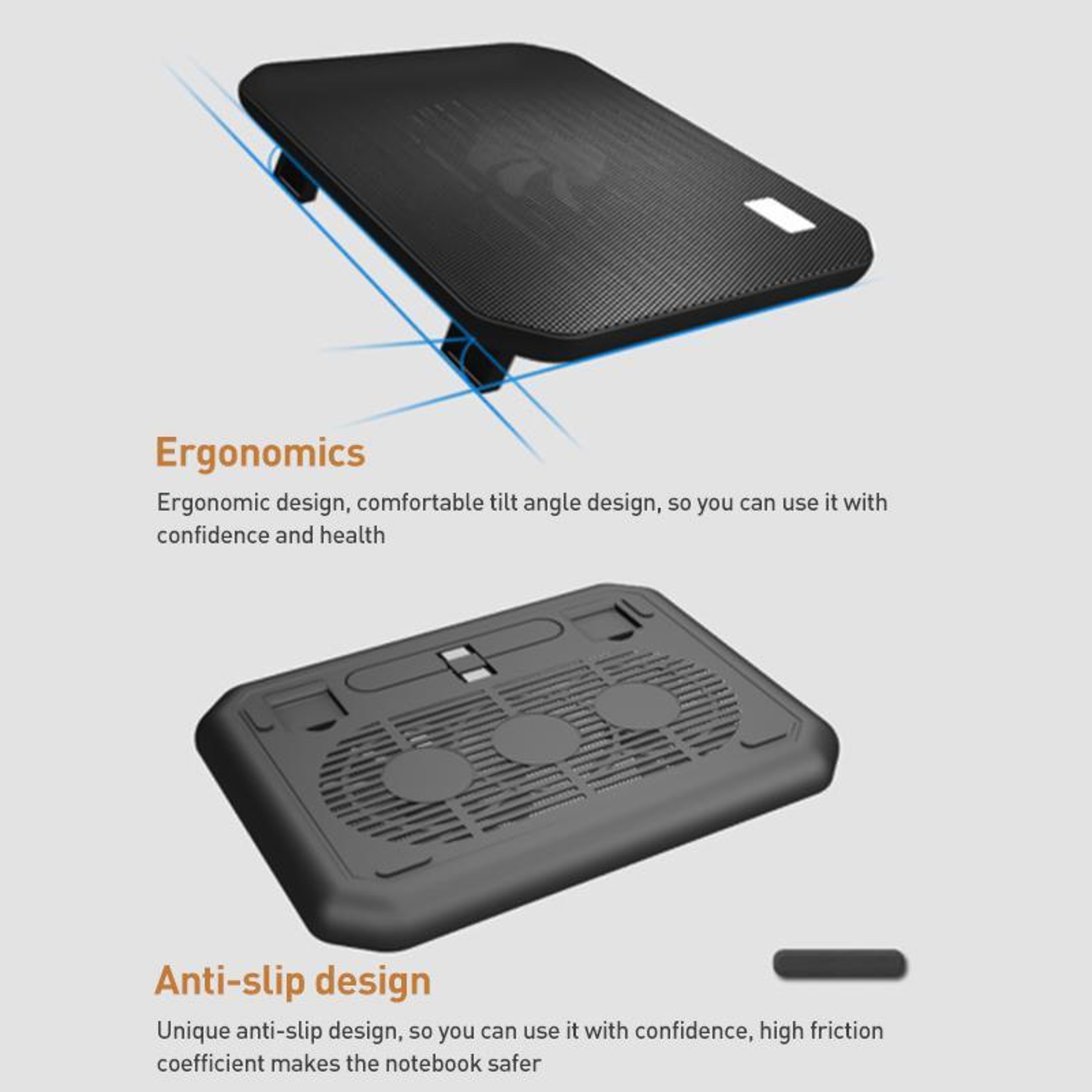 Dual Fan Laptop Cooling Pad Ergonomic Laptop Cooler Stand With Dual USB For 17 Inch Laptops 5