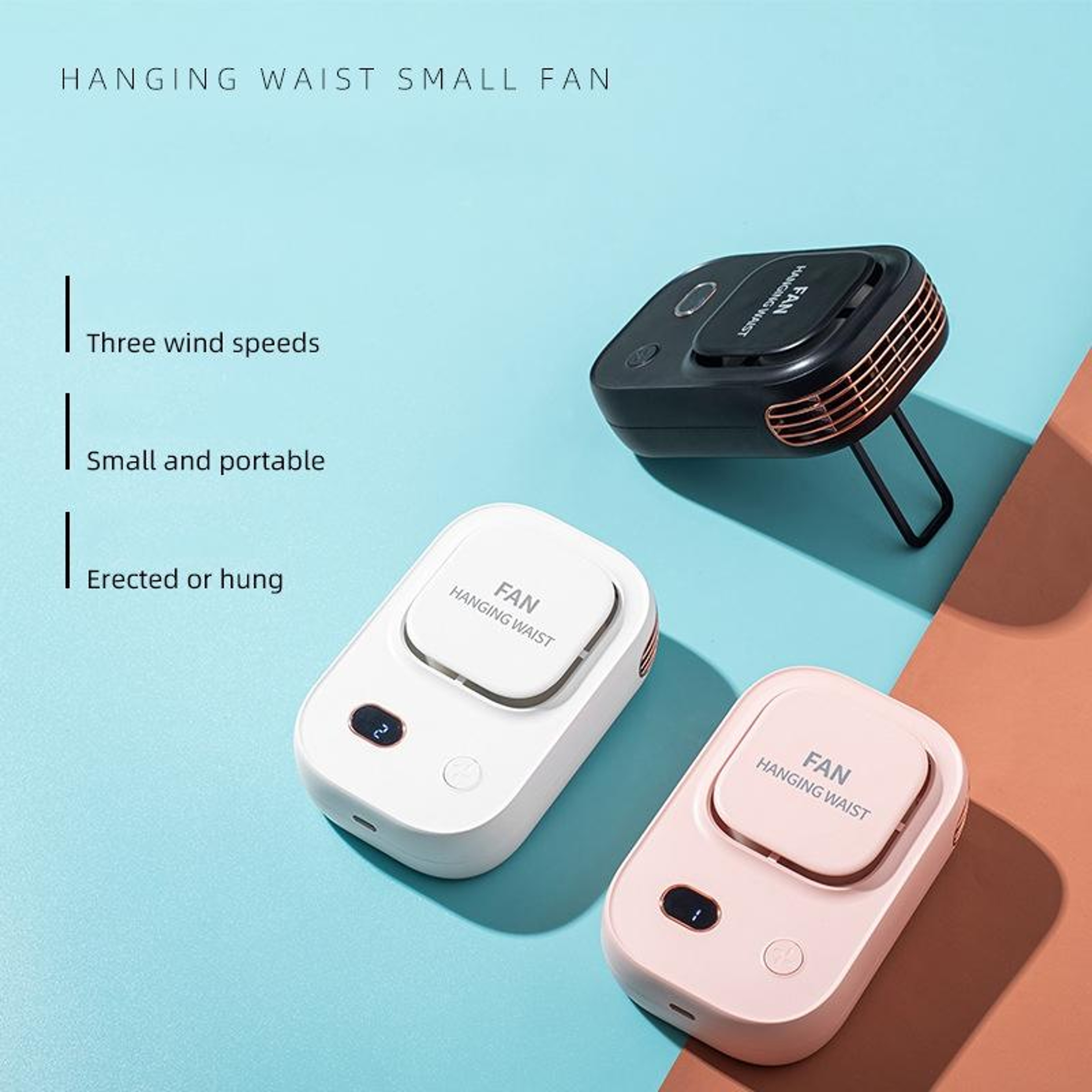 Portable Bladeless Neck Fan with Digital Display USB Rechargeable Waist Hanging Cooling Fan – view 2
