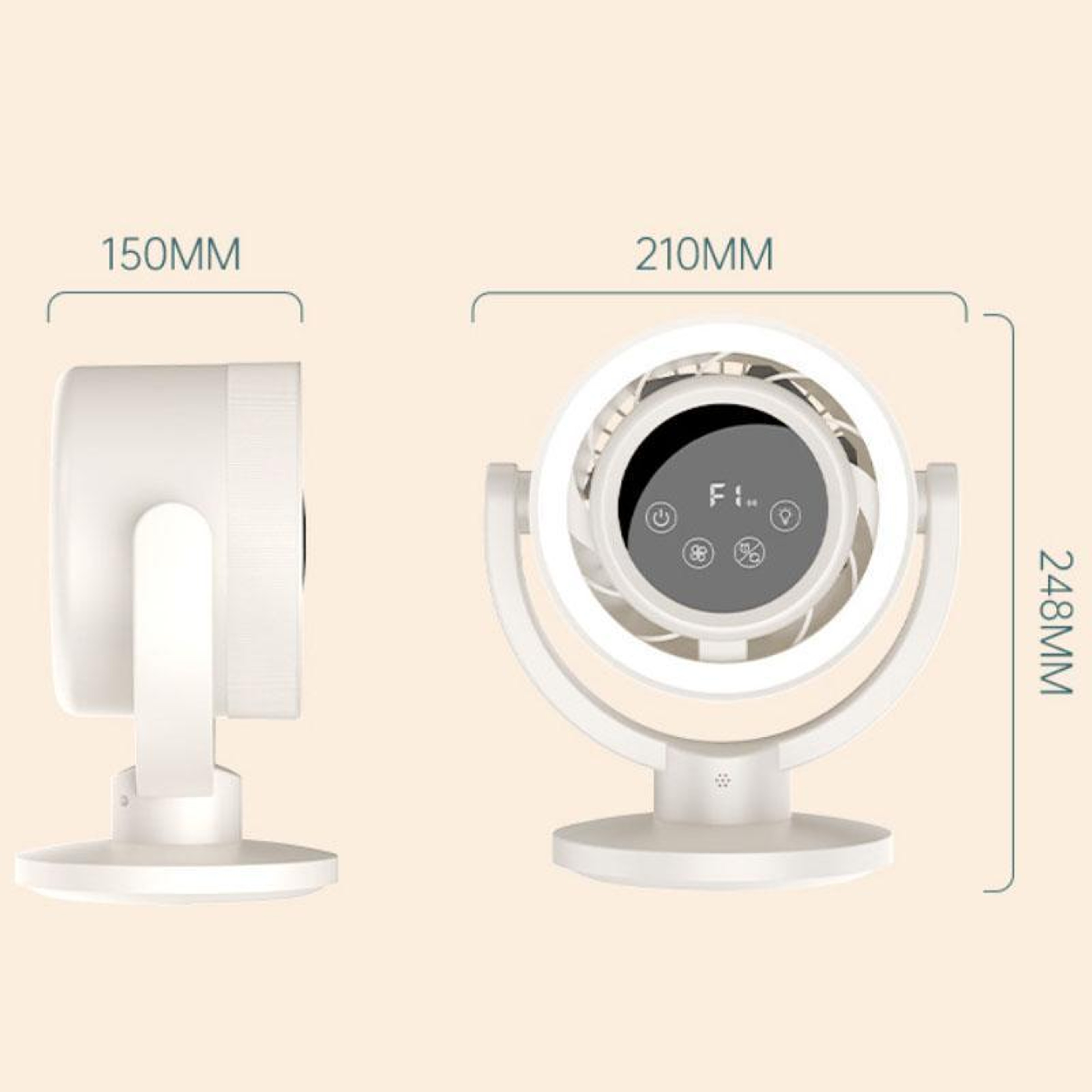 Smart Voice Control Desktop Air Circulation Fan With Touch Display Night Light USB Rechargeable Osc 4