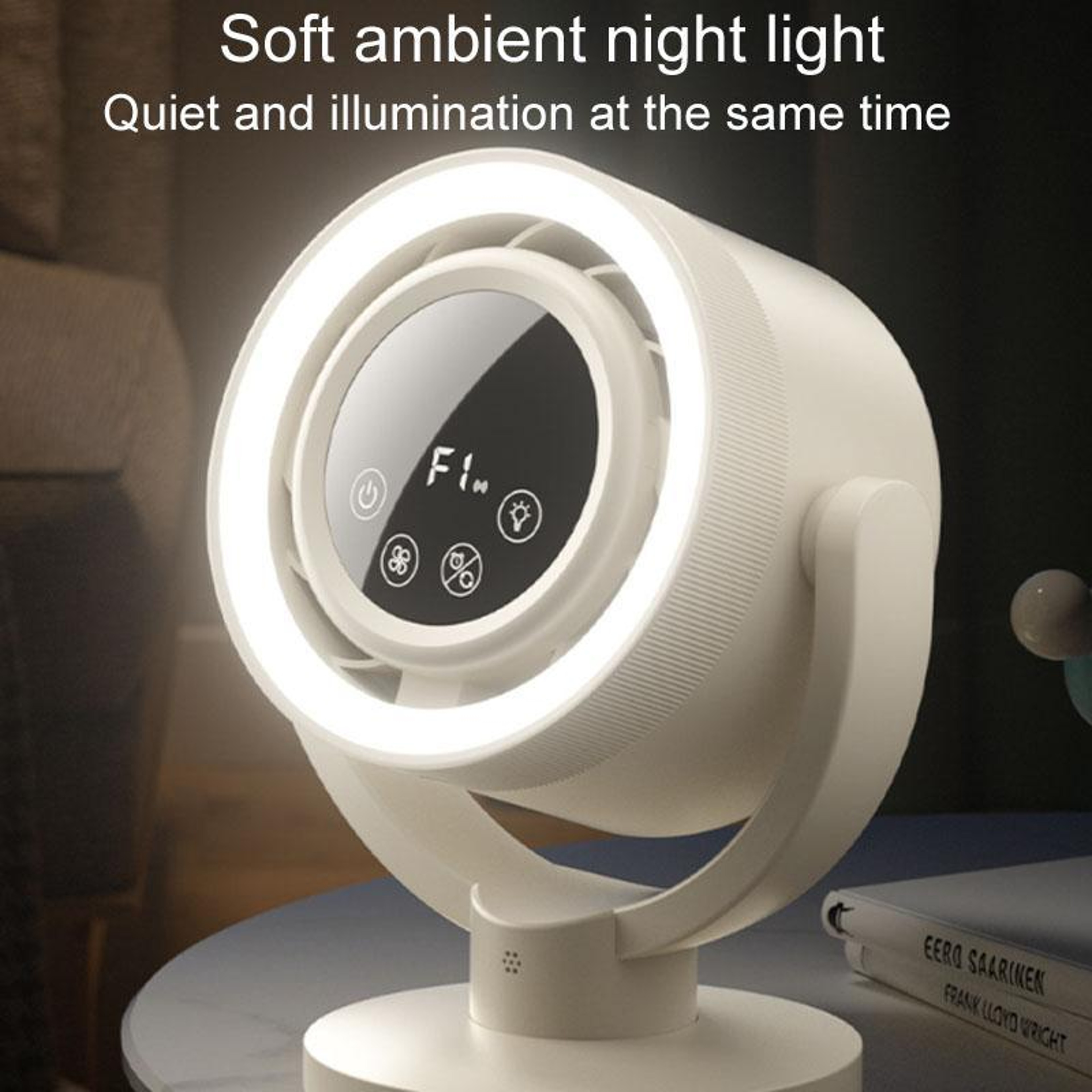 Smart Voice Control Desktop Air Circulation Fan With Touch Display Night Light USB Rechargeable Osc 10