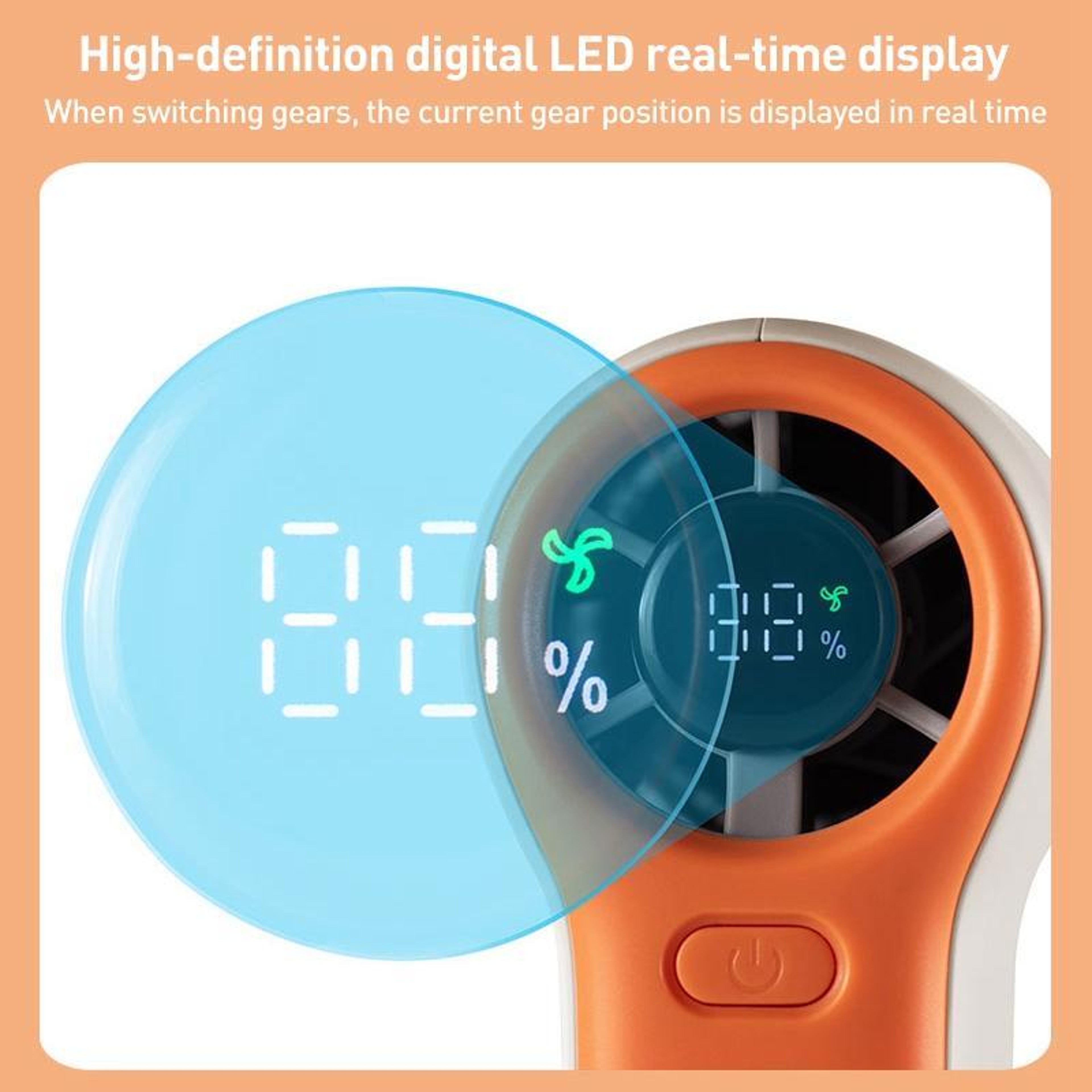 H02 Mini Handheld Fan With Digital Display Portable Rechargeable High Speed USB Type C Fan 2