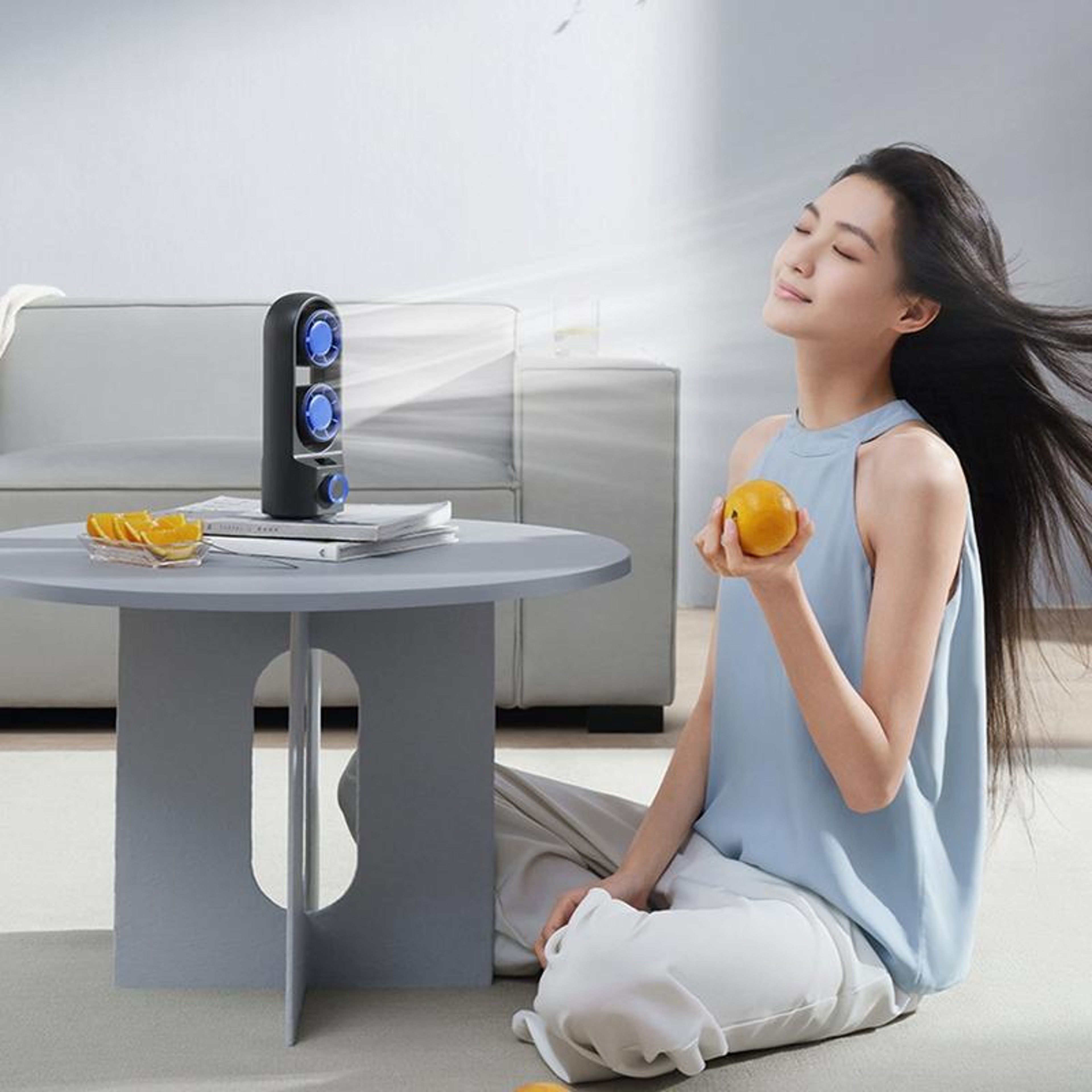Smart Desk Tower Fan With Digital Display 100 Speed Rechargeable Oscillating Portable Cooling Fan 7
