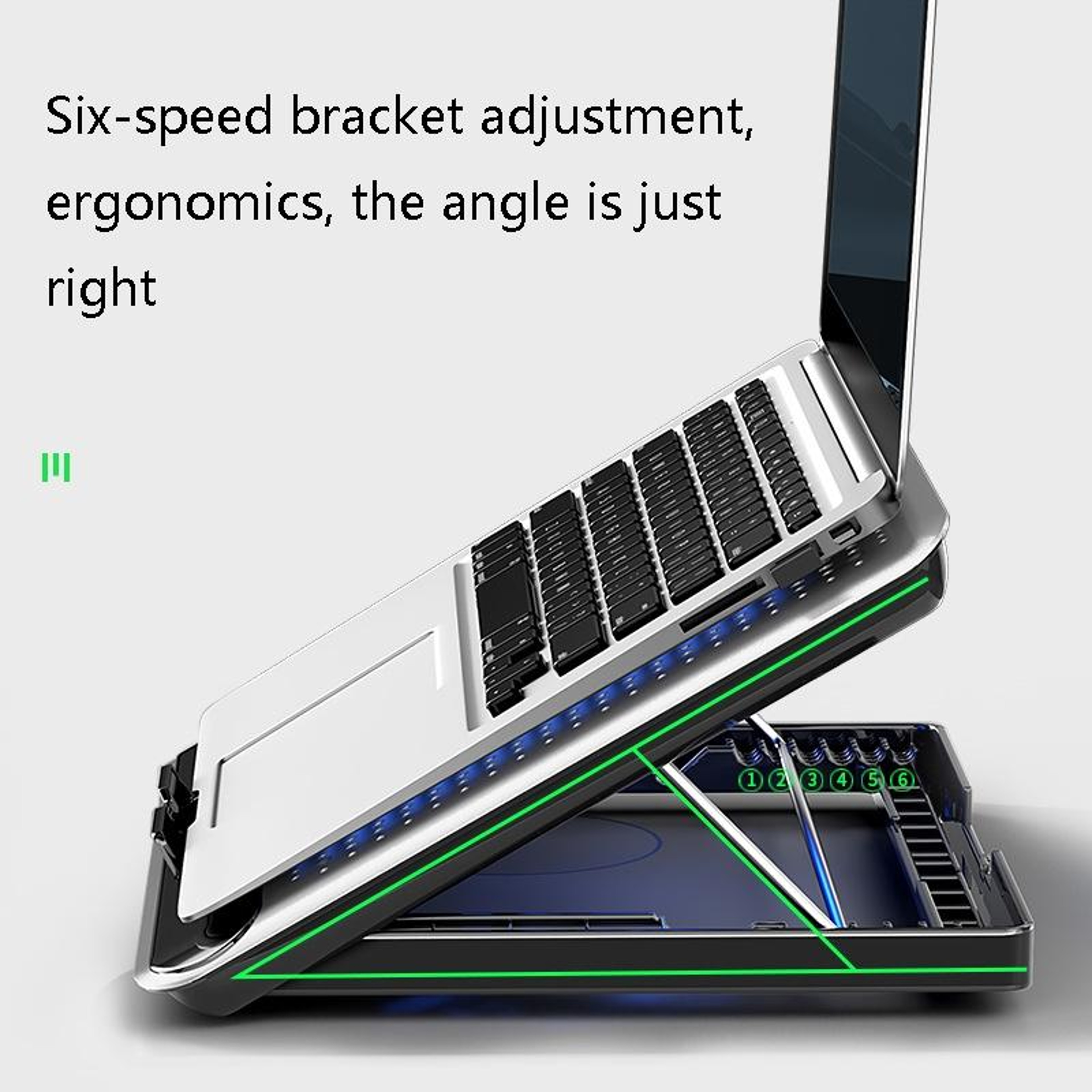 Q5 Laptop Cooling Pad Aluminum Notebook Cooling Stand with Large Quiet Fan Adjustable Ergonomic Design – view 6