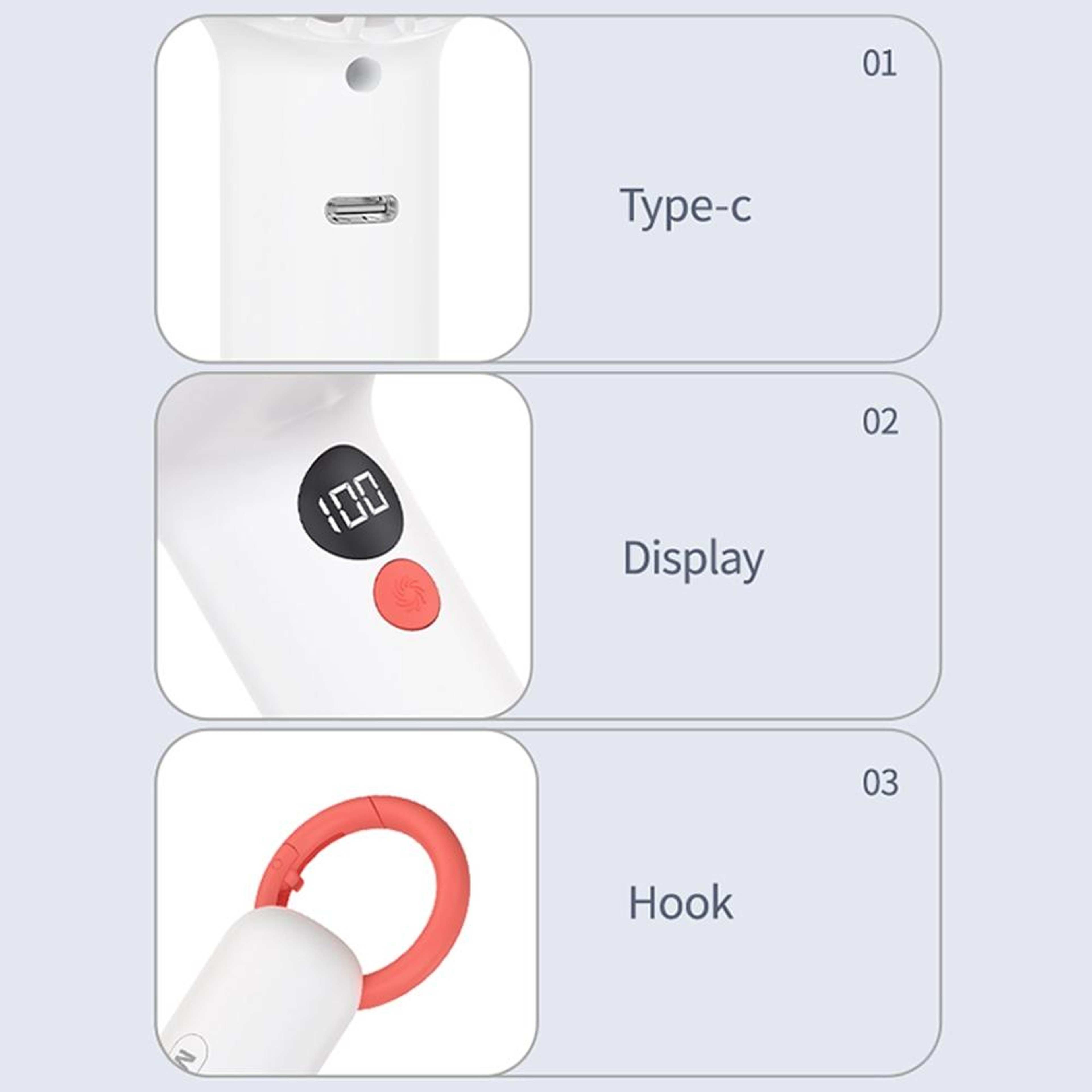 Portable Handheld Fan Mini USB Fan Rechargeable Personal Cooling Fan With Hook And 3 Speed Airflow 1