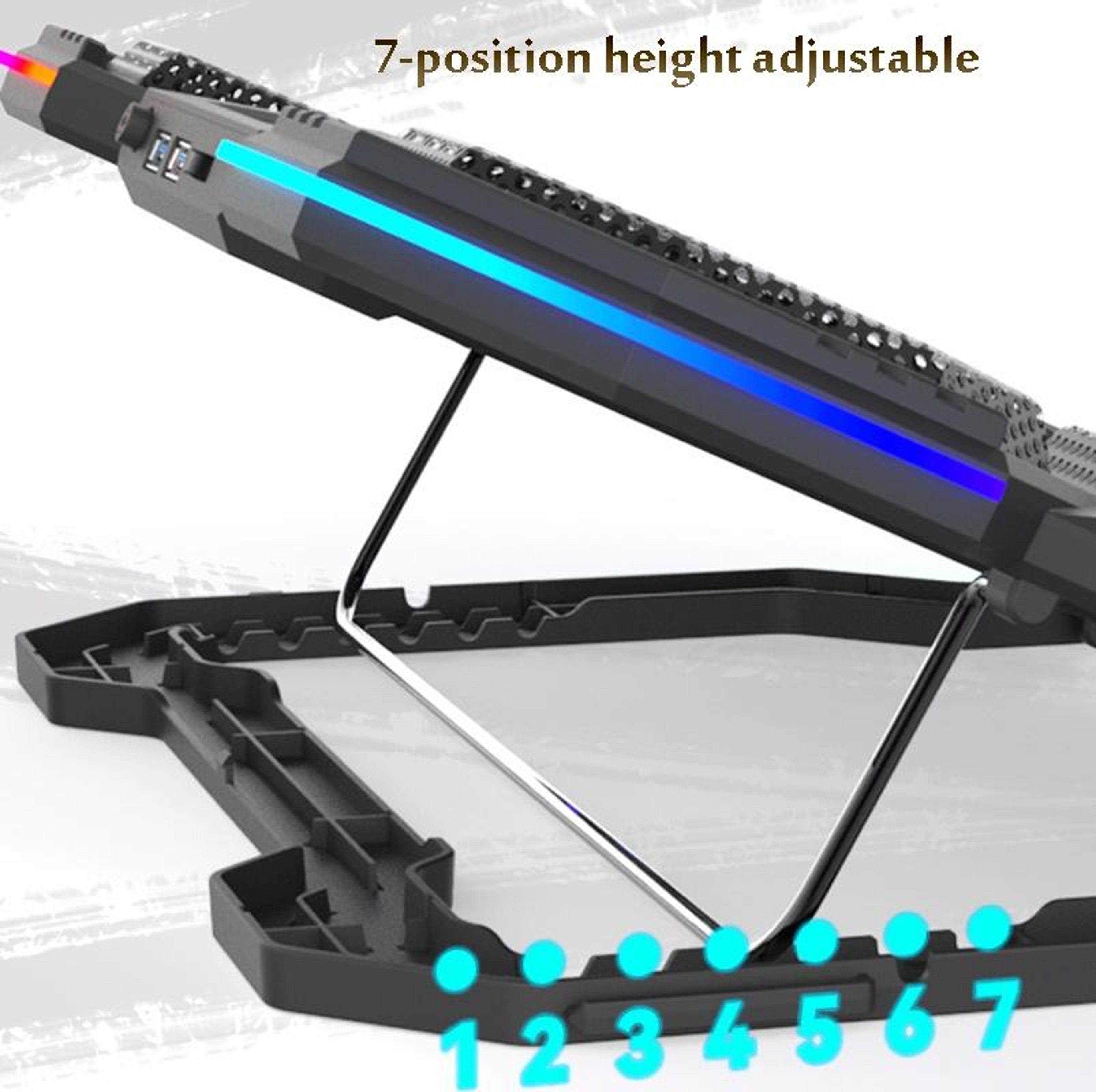F12 Laptop Cooling Pad with 6 Fans Adjustable Laptop Cooler Stand and Phone Holder – view 8