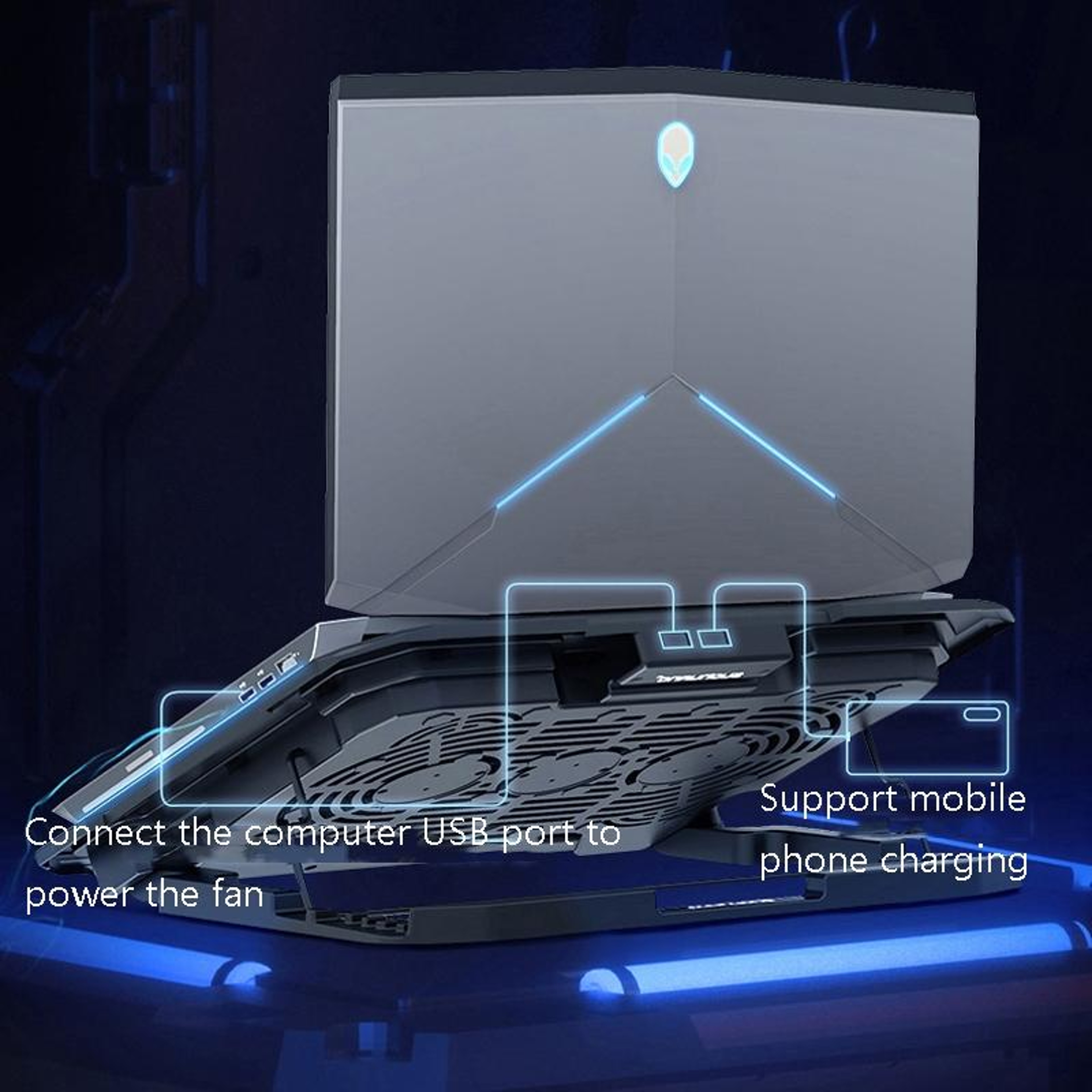 Laptop Cooling Pad with LCD Display Adjustable Speed Gaming Notebook Cooler for Up to 17 Inch Laptops – view 2