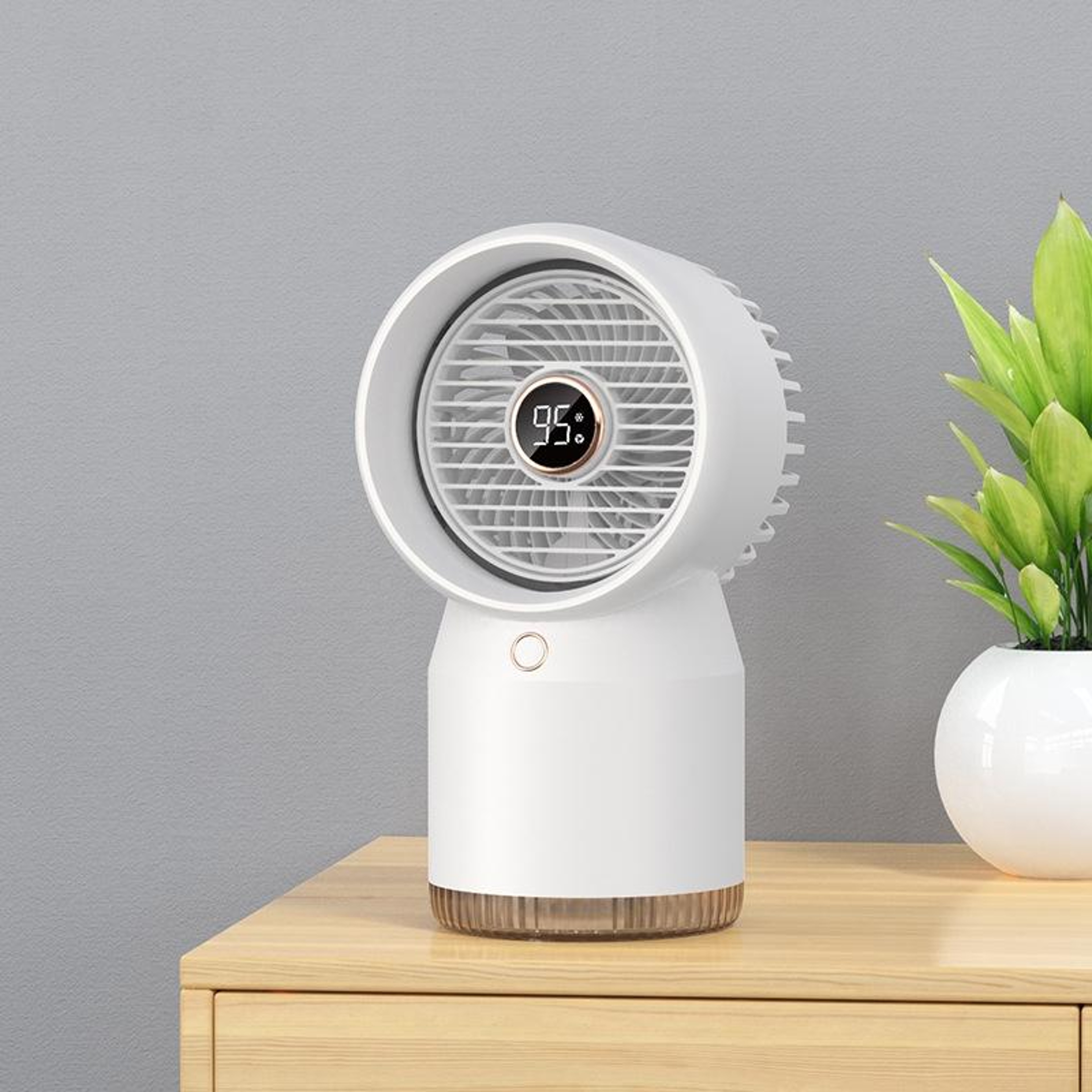 LED Display Portable Humidifier Fan USB Rechargeable Desk Fan With Mist Cooling And Night Light 0