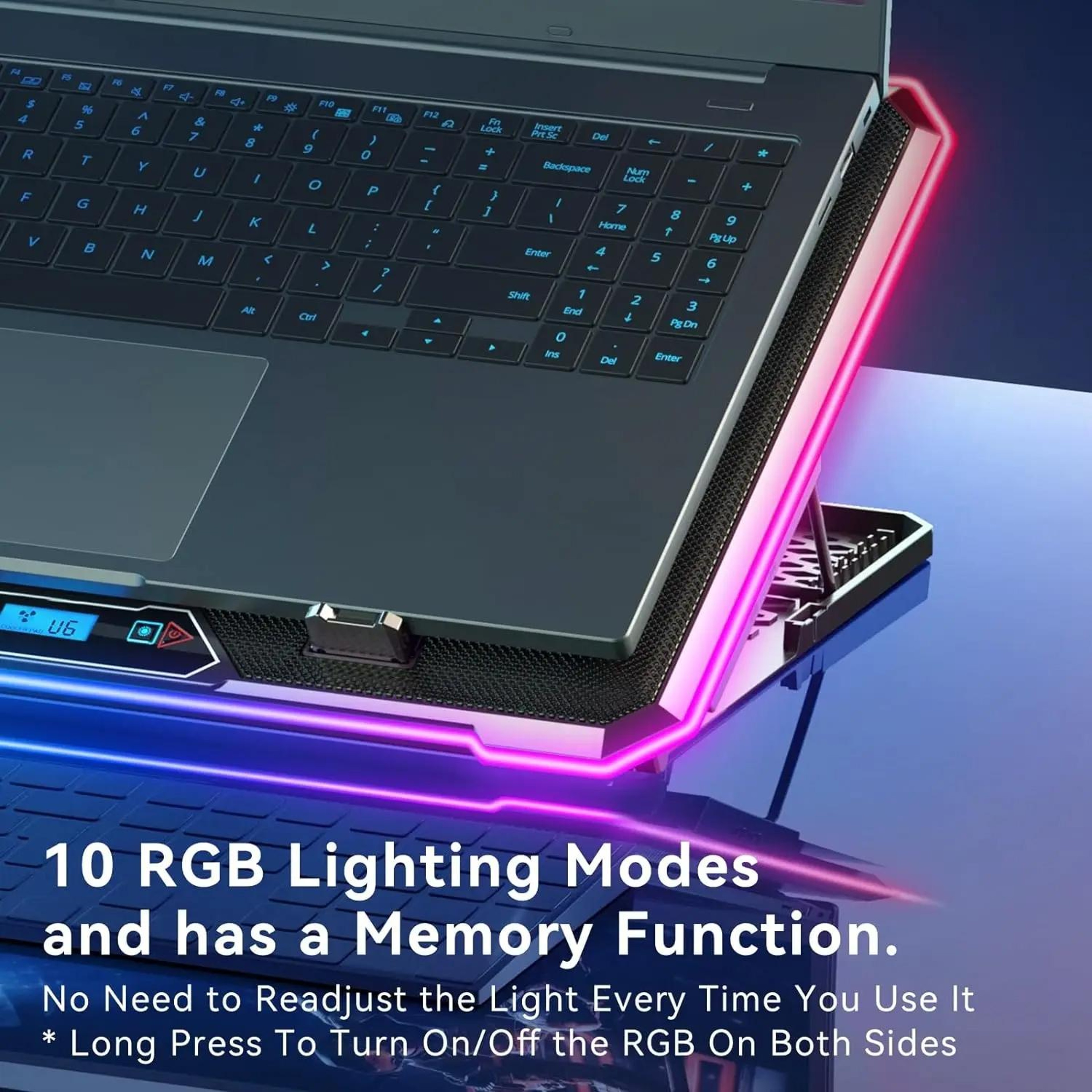 K15C Laptop Cooling Pad with RGB Lights Adjustable Laptop Cooler Stand – view 5